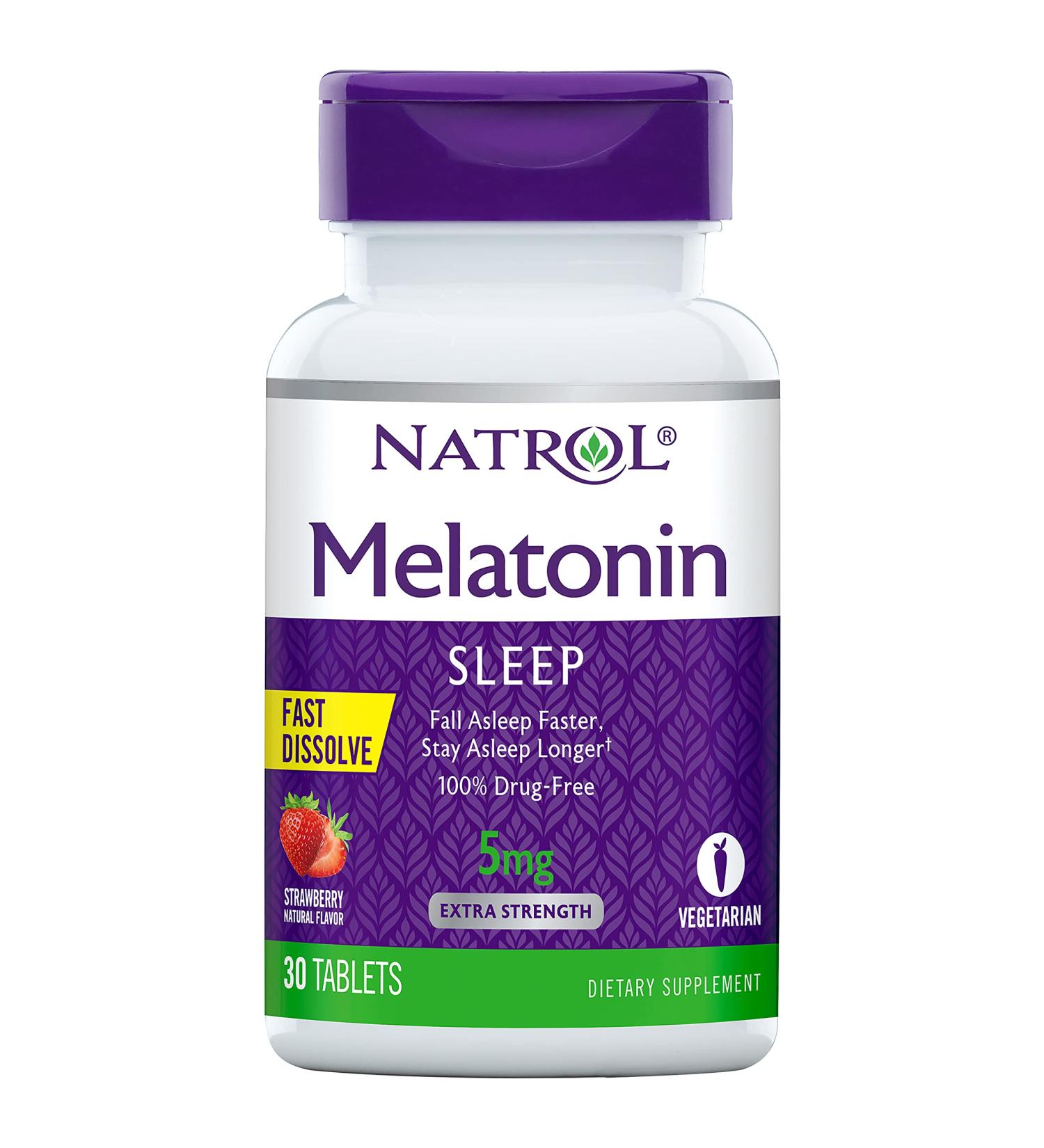 Natrol Melatonin Fast Dissolve 5mg - Sleep Aid & Immune Support - Strawberry Flavor - 30 Tablets - Buy Online on GoSupps.com