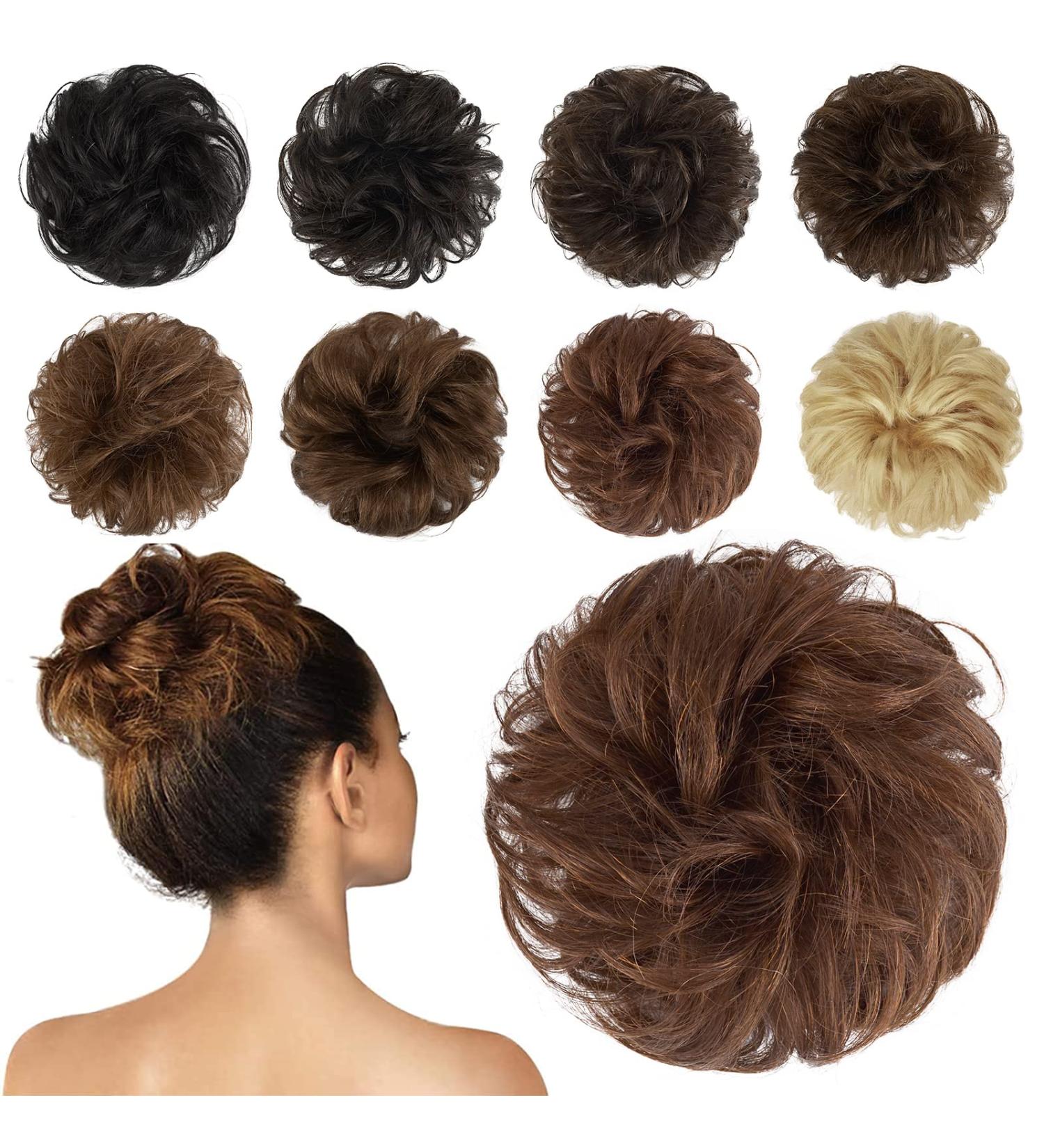 Feserhfen 100% Real Hair Hair Tie - Wavy Curly Extensions for Women & Girls - Auburn Part Dutt Updo - Buy Online on GoSupps.com
