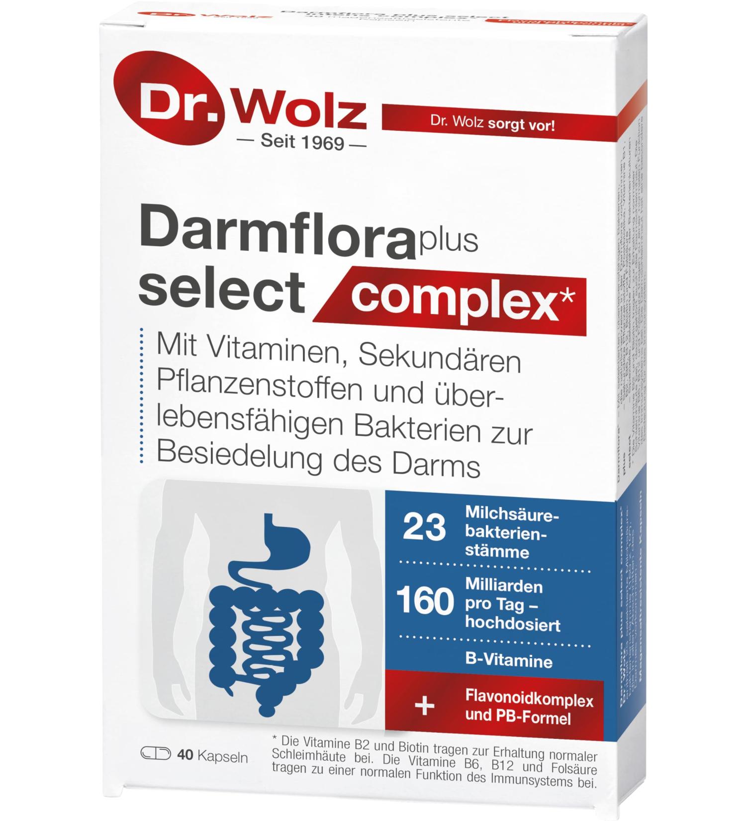 Darmflora Plus Select Complex Dr. Wolz - 160 Billion Bacteria/Day 23 Strains Flavonoid Complex 40 Capsules | International Shipping - Buy Online on GoSupps.com