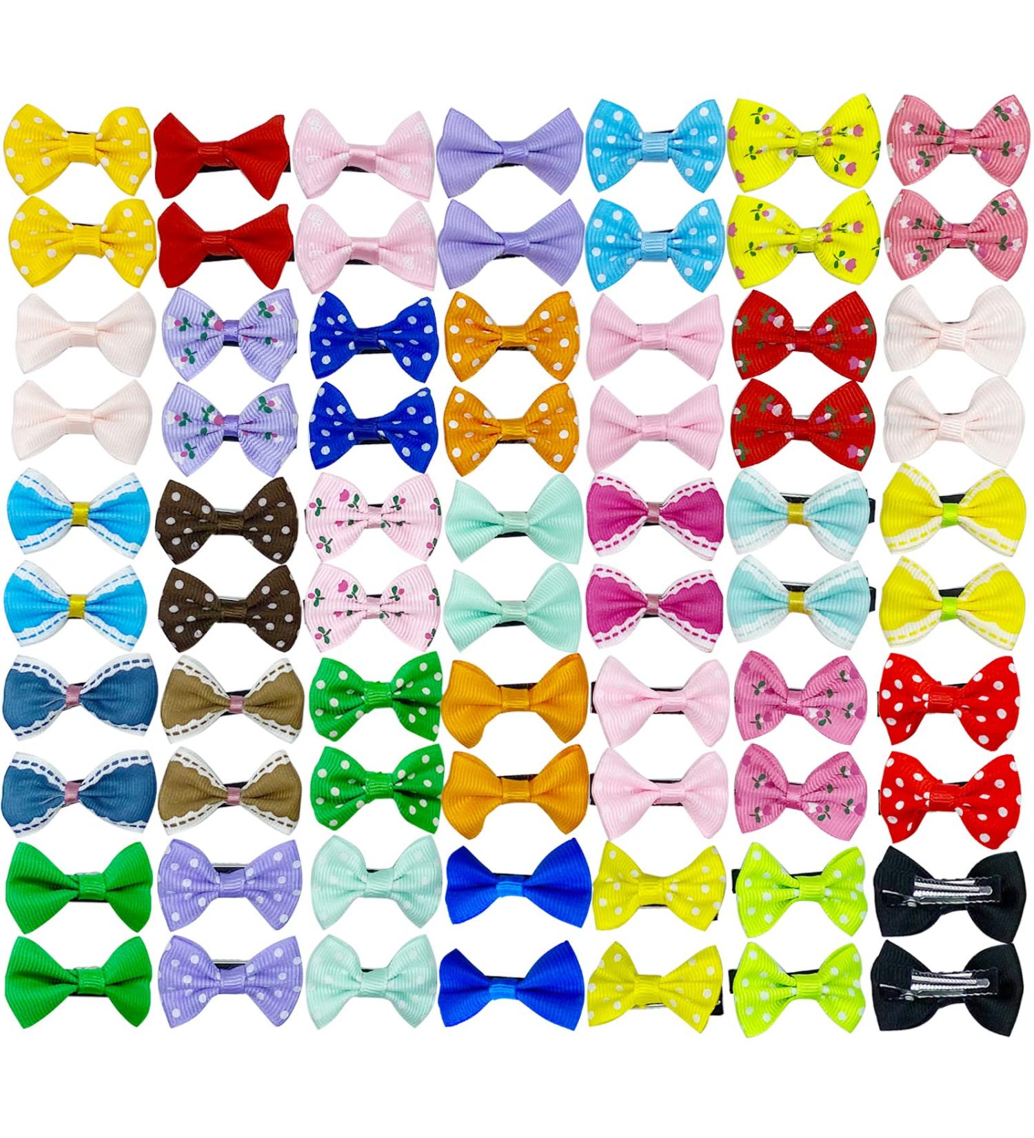 DORUI Dog Bows 70 Pcs Metal Clips - Cute Patterns Topknot Bows for Small Dogs - Pet Grooming Hair Accessories - Buy Online on GoSupps.com