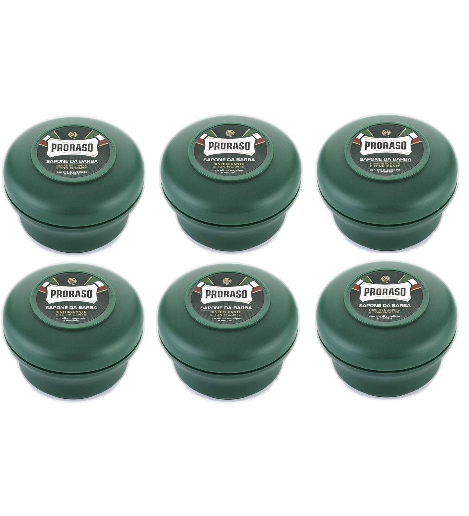 Proraso Pack of 6 jars of 150 ml shaving soap with eucalyptus oil and menthol - Italian product