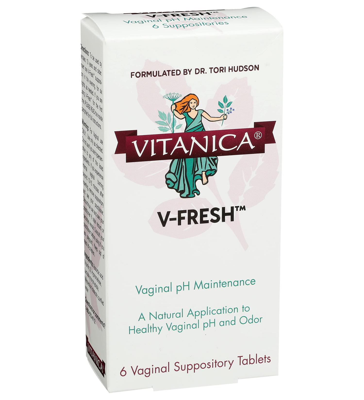 Vitanica V-Fresh Vaginal pH Support 6 Suppositories - Maintain Healthy pH Balance - Buy Online on GoSupps.com