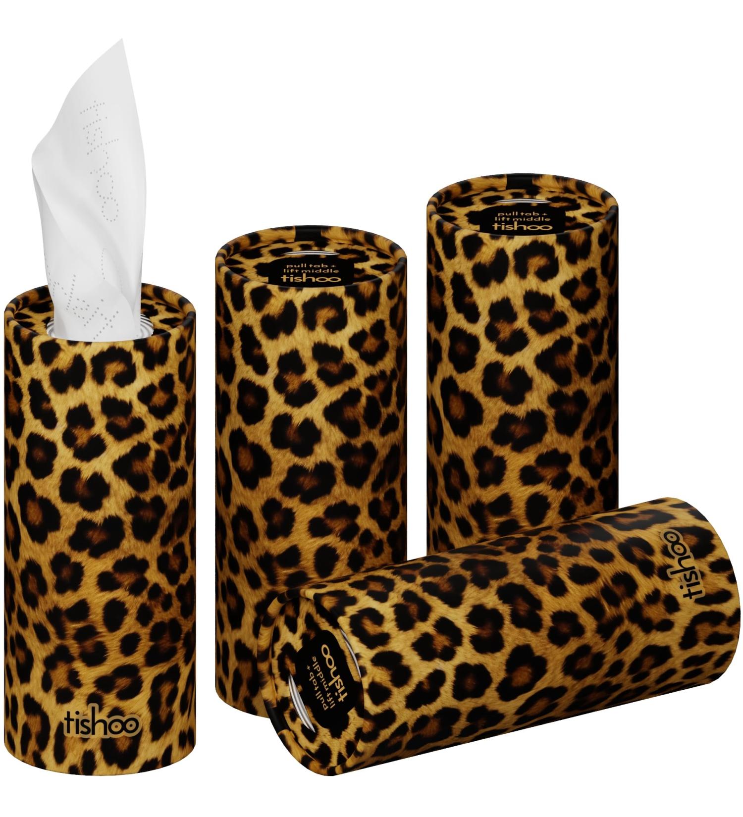 TiShoo Extra Soft 4-Latz Handkerchiefs with Moisturizer | Eco-Friendly Plastic-Free 4-Pack for Car & Travel | Stylish Brown & Leopard Design - Buy Online on GoSupps.com