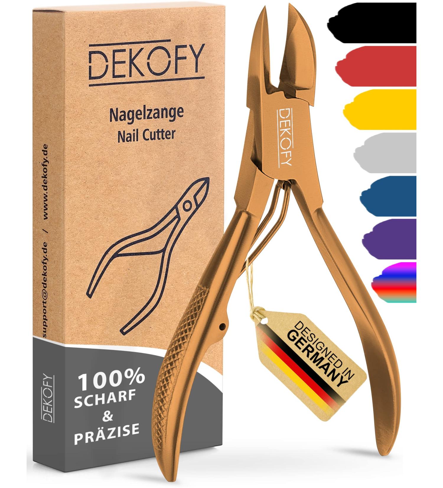 Decofy Stainless Steel Nail Tongs - 11.5cm Extra Sharp Nail Scissors for Thick Toenails | Precision Cut Pedicure & Foot Care in Elegant Rose Gold - Buy Online on GoSupps.com