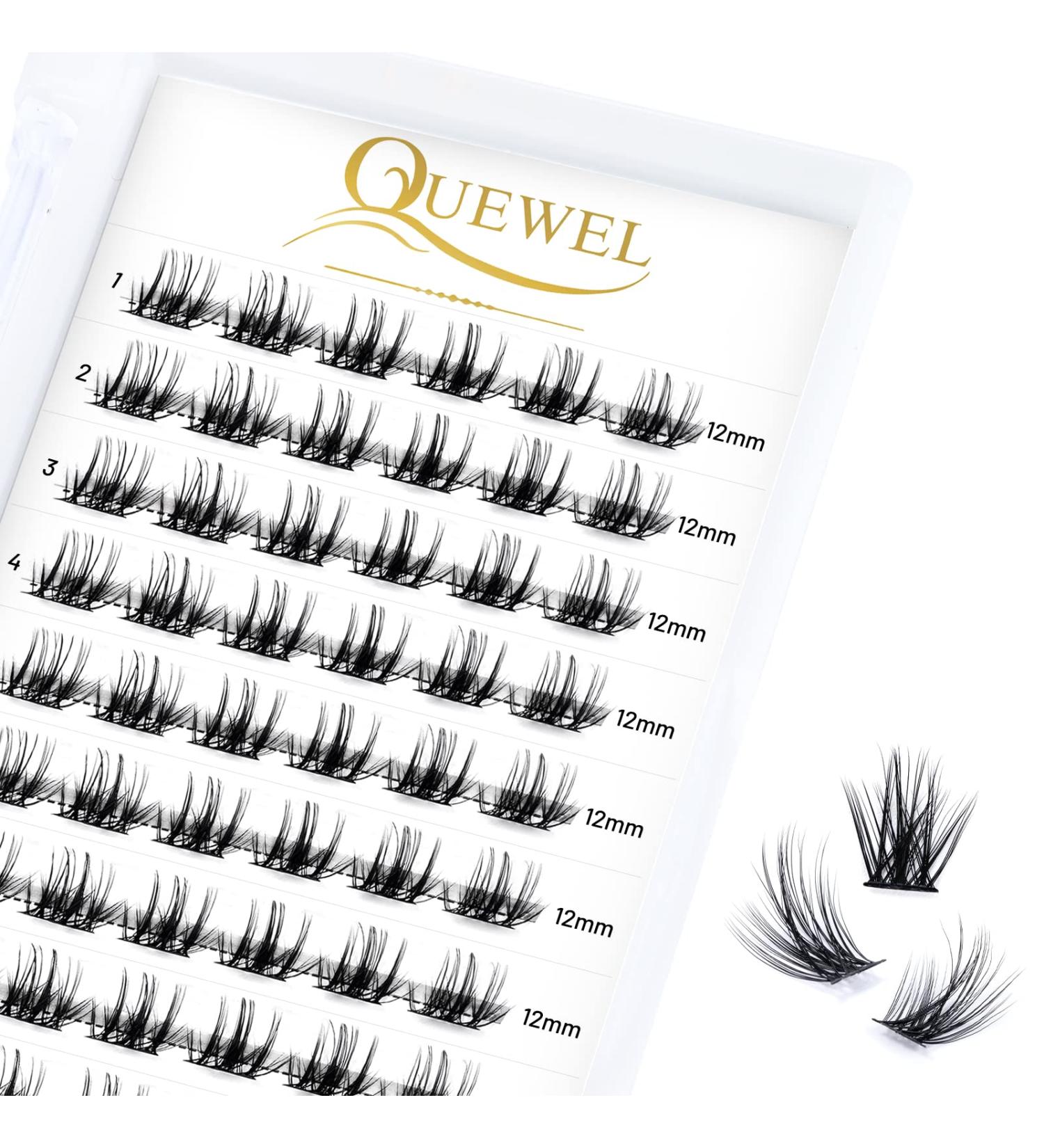 Fluffy 02-C 12mm Individual Eyelashes - DIY Makeup Extensions | Premium Quality Quewel Lash Segments for Stunning Eyes - Buy Online on GoSupps.com