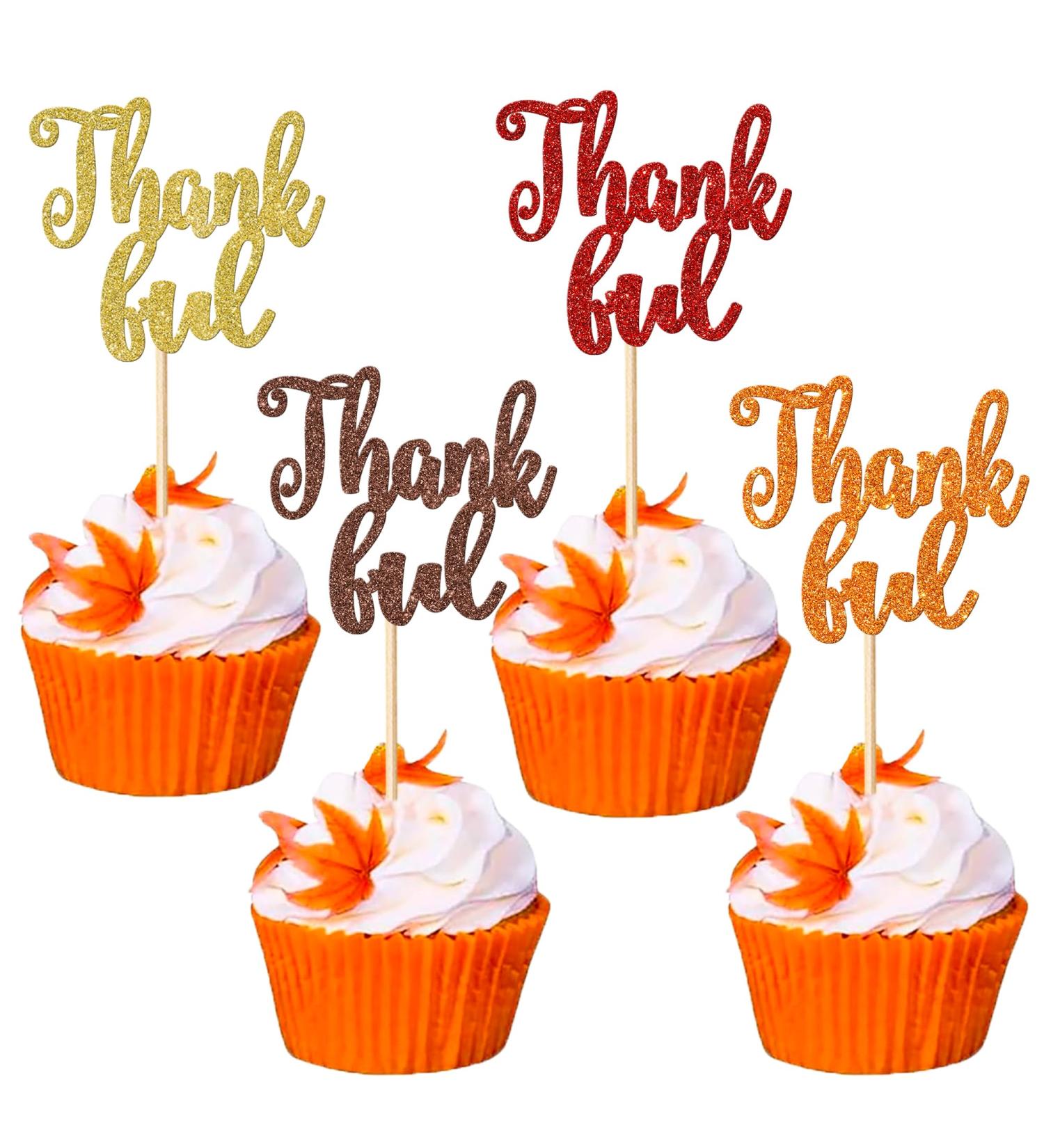 36 Pack Thankful Cupcake Toppers Glitter Thank You Cupcake Picks Thanksgiving Day Cupcake Decorations for Happy Thanksgiving Day Theme Wedding Birthday Party Supplies Multi 2-colorful - Buy Online on GoSupps.com