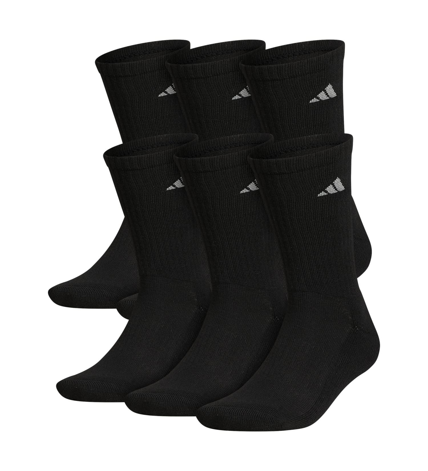 adidas Men's Athletic Cushioned Crew Socks (6-Pack) - Large - Black/Aluminum - Buy Online on GoSupps.com