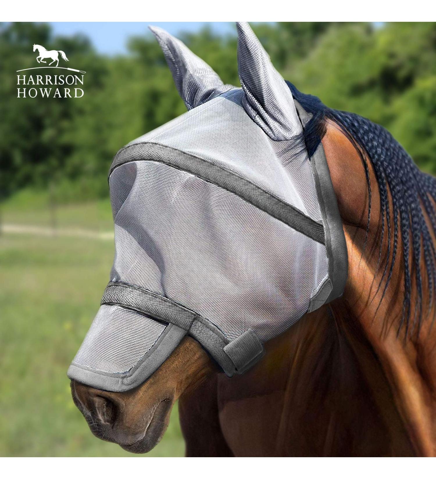 Harrison Howard Maskology Supreme Horse Fly Mask - Stellar UV Protection - Full Size Grey - Buy Online on GoSupps.com