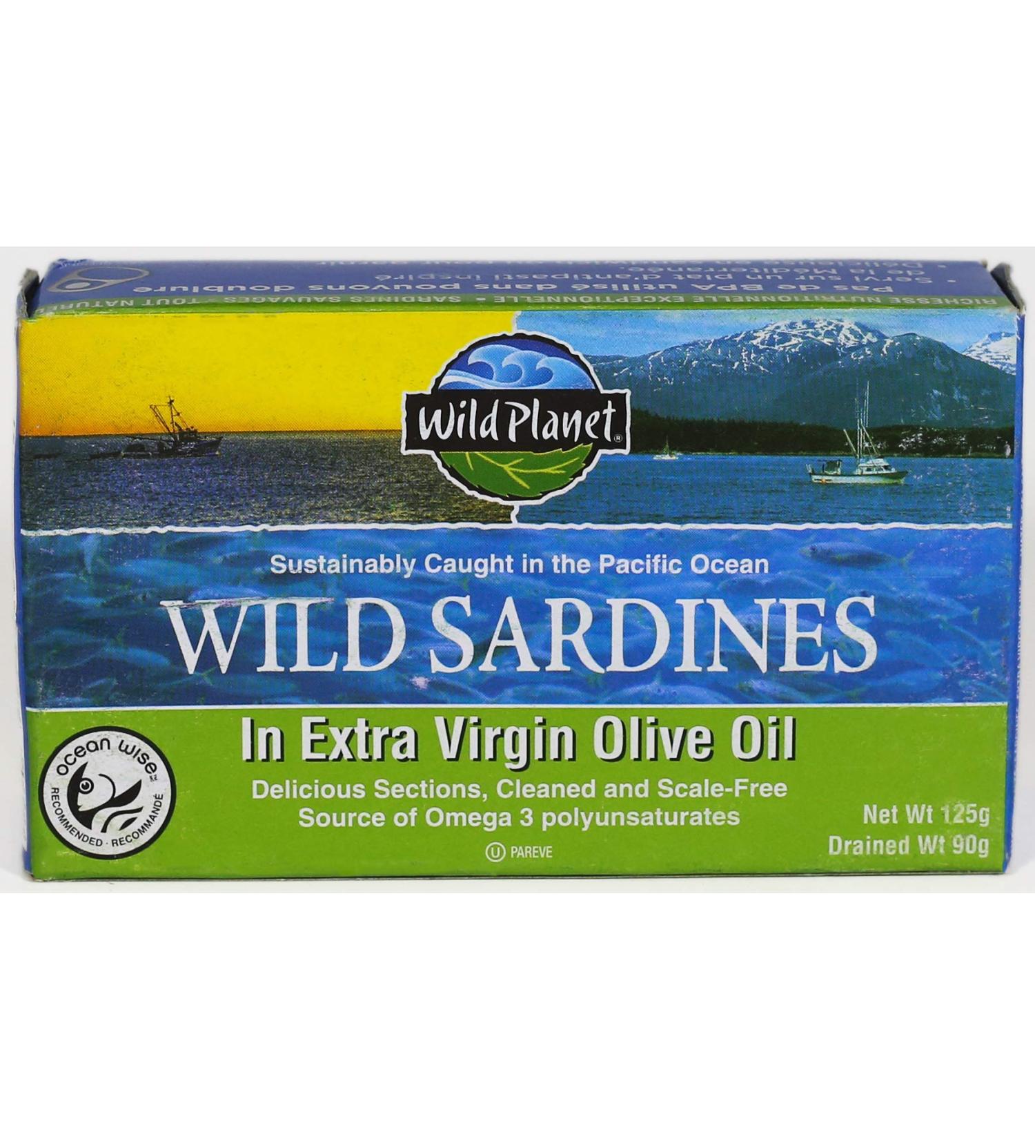 Wild Planet Wild Sardines in Extra Virgin Olive Oil 125g Can (Pack of 12)