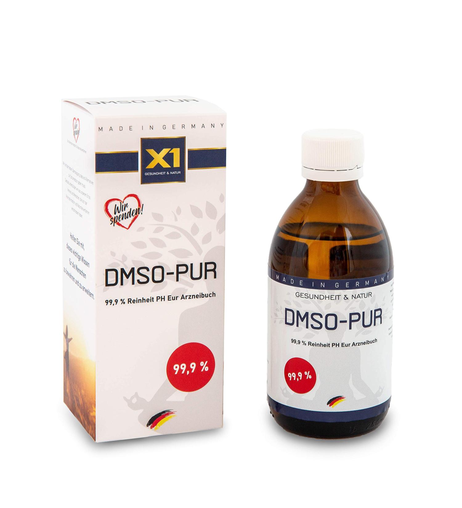 X1 DMSO-PUR | 99.9% Pharmaceutical Purity Dimethyl Sulfoxide | 250ml Brown Glass Bottle | Made in Germany | International Shipping Available - Buy Online on GoSupps.com