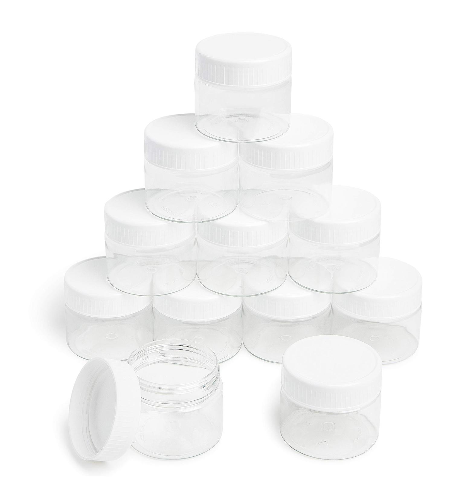 MHO Clear Refillable PET Containers with White Screw-On Lid, BPA/Paraben Free - 3.5 fl oz (104mL) - Set of 12 - Buy Online on GoSupps.com
