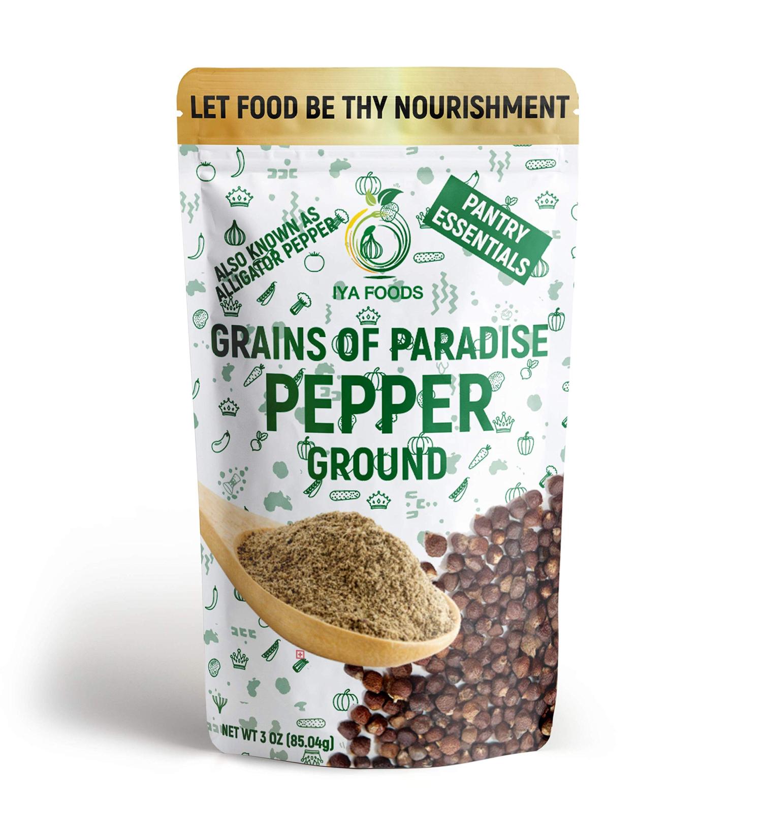 Iya Foods Grains of Paradise, Alligator Pepper Ground 3 oz Pack