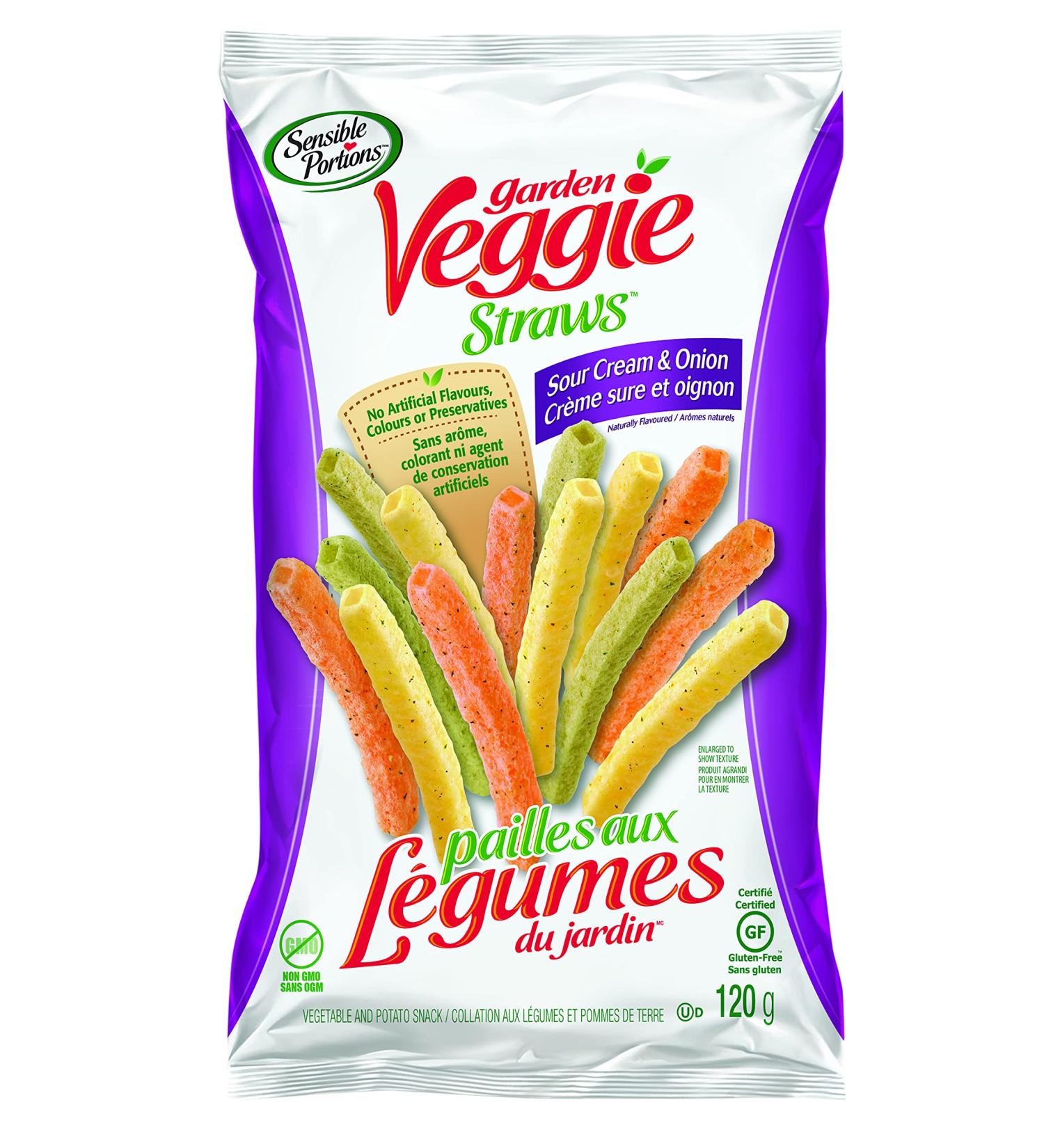 Sensible Portions Garden Veggie Straws Sour Cream & Onion 120g 12 Count