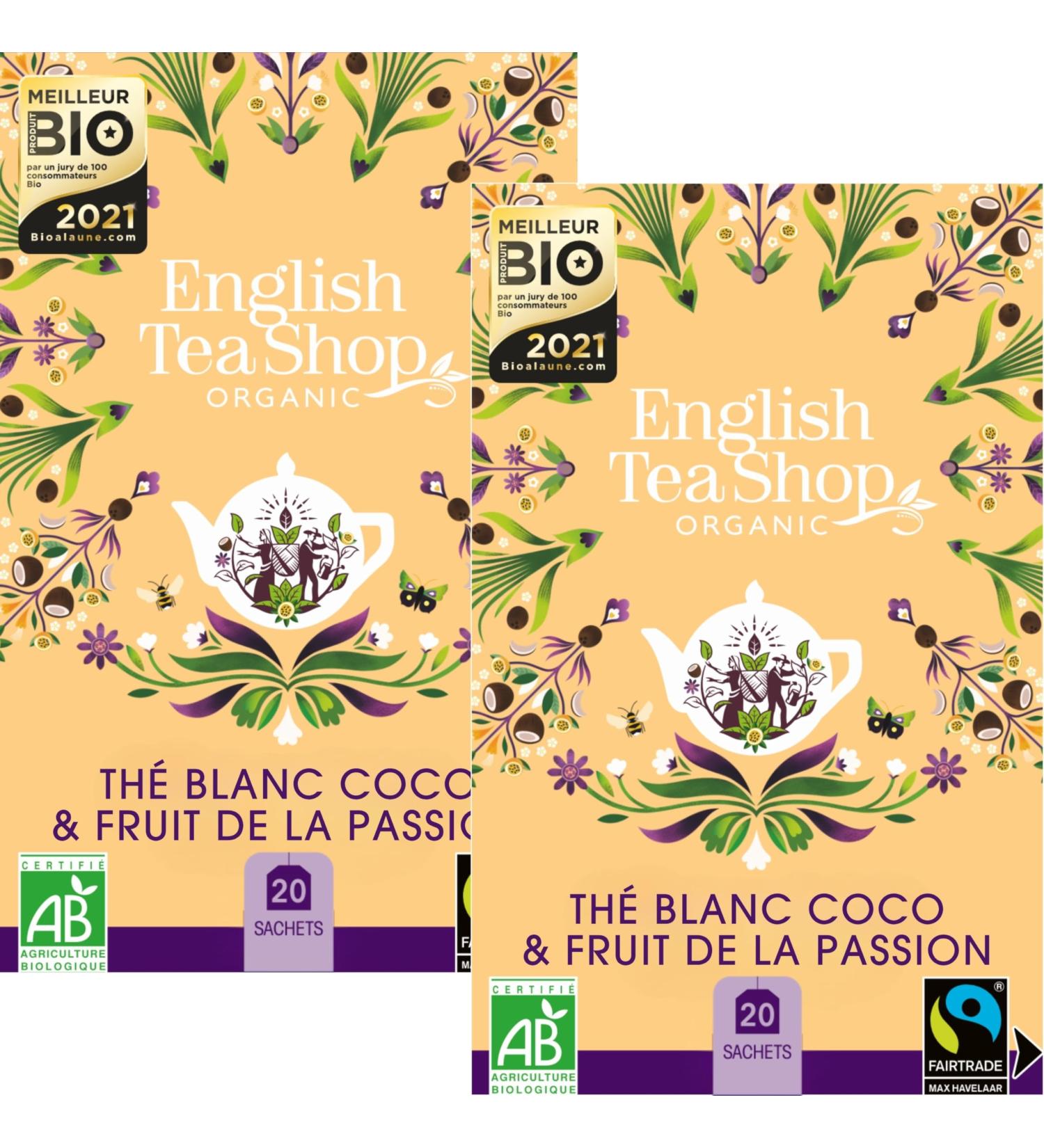 English Tea Shop - Th blanc bio coco et fruit de la passion - Bo te de 20 sachets - Lot de 2 Th blanc coco & passion Lot de 2 - Buy Online on GoSupps.com