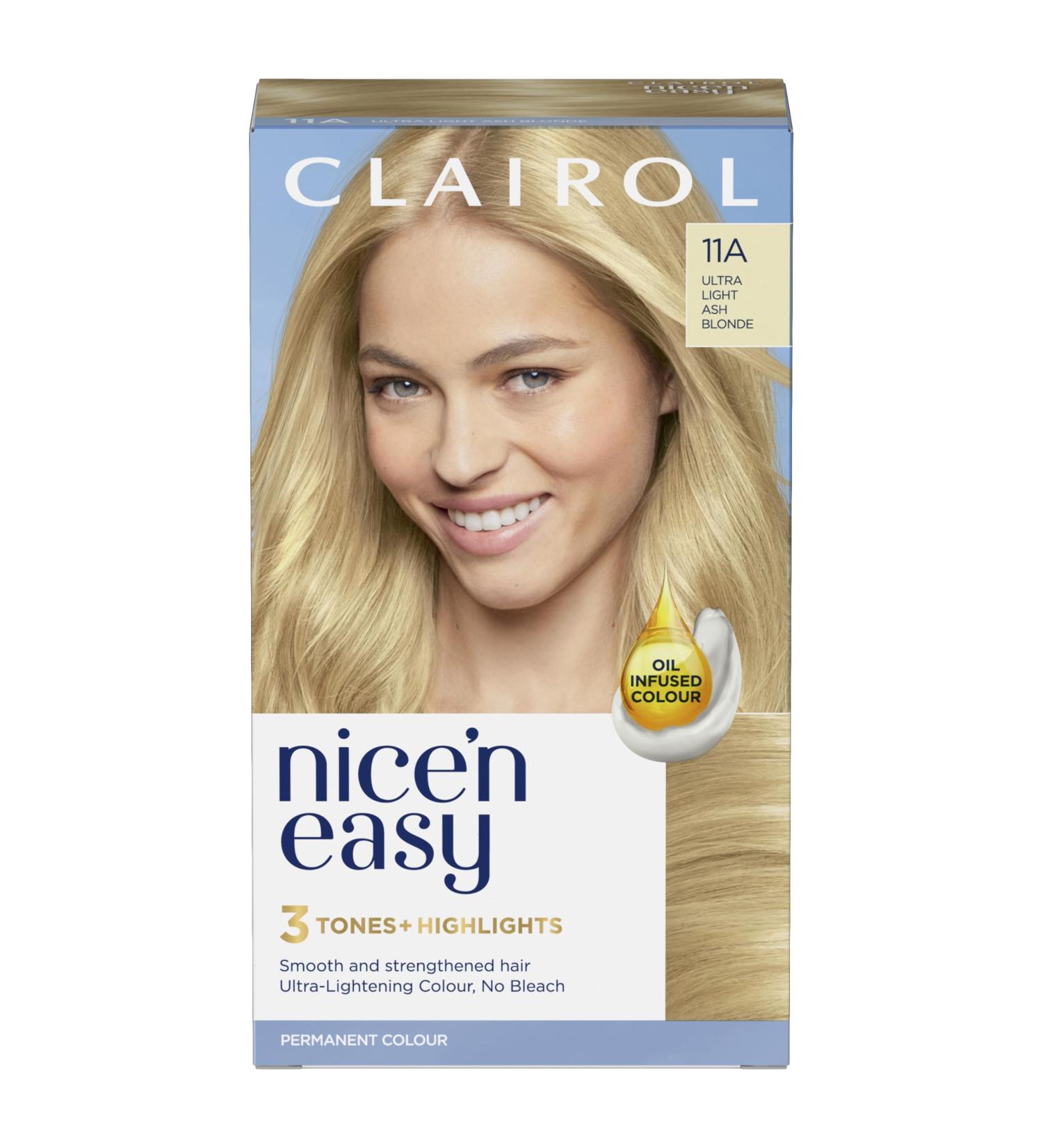 Clairol Nice'n Easy Cr me Natural Looking Oil Infused Permanent Hair Dye 11A Ultra Light Ash Blonde - Buy Online on GoSupps.com