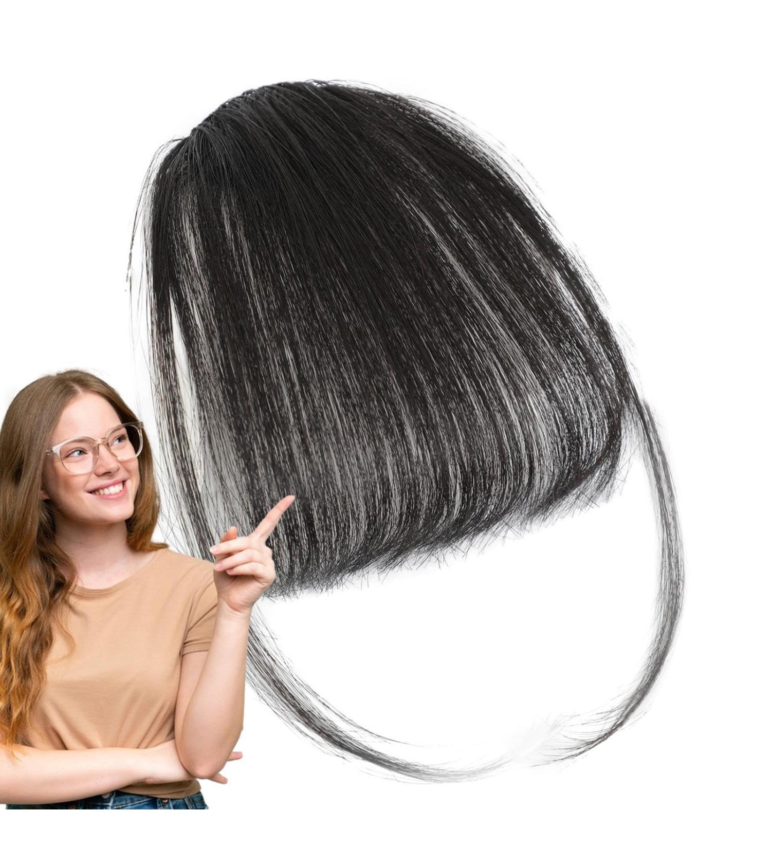 Bang Extensions Clip Human Hair French Bangs Clip on Hair Bangs Extensions - Natural Color Fringe Hairpieces Stylish Neat Bangs Hair Extension for Girls Women Natural black - Buy Online on GoSupps.com