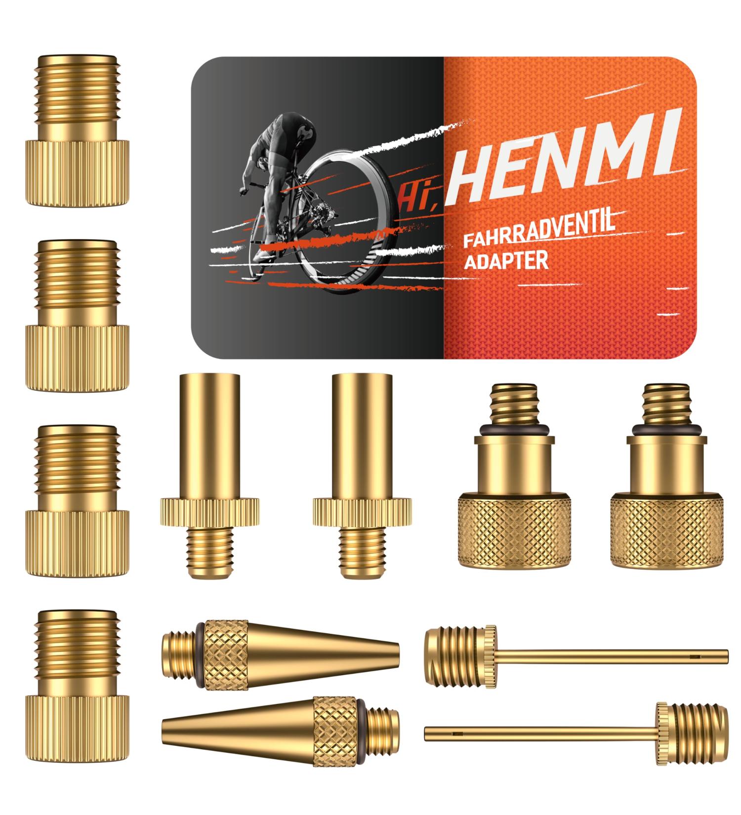 Henmi 12PC Bicycle Valve Adapters - French Valve Adapters for SV DV AV - Durable Accessories for Air Pumps & Bicycle Pumps - Buy Online on GoSupps.com