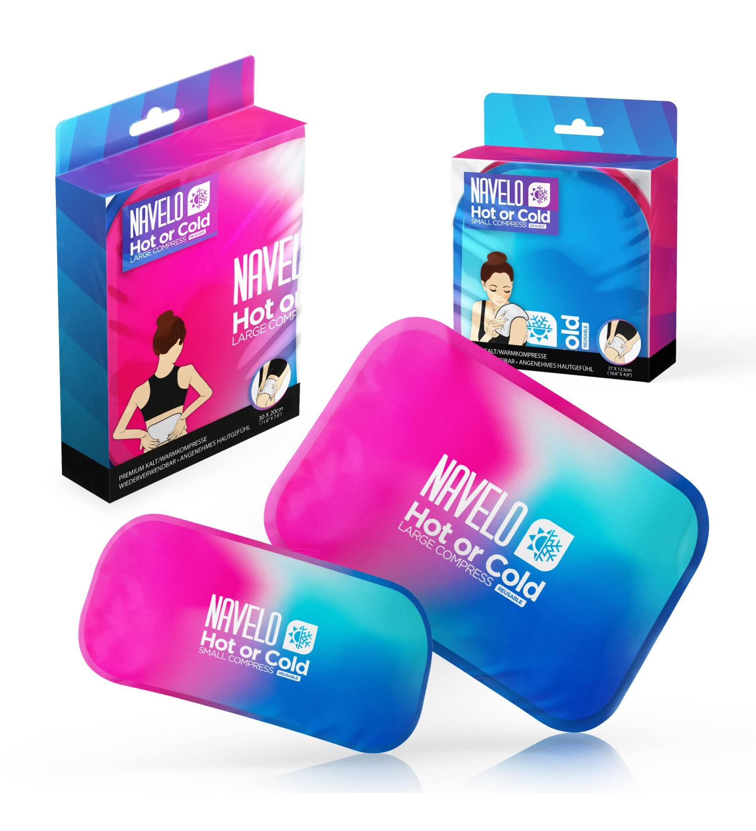 Navelo Cold Warm Compress Set | Large & Small Gel Packs | Reusable Hot & Cold Gel Pack for Cooling & Heating | Soft Touch Comfort - Buy Online on GoSupps.com