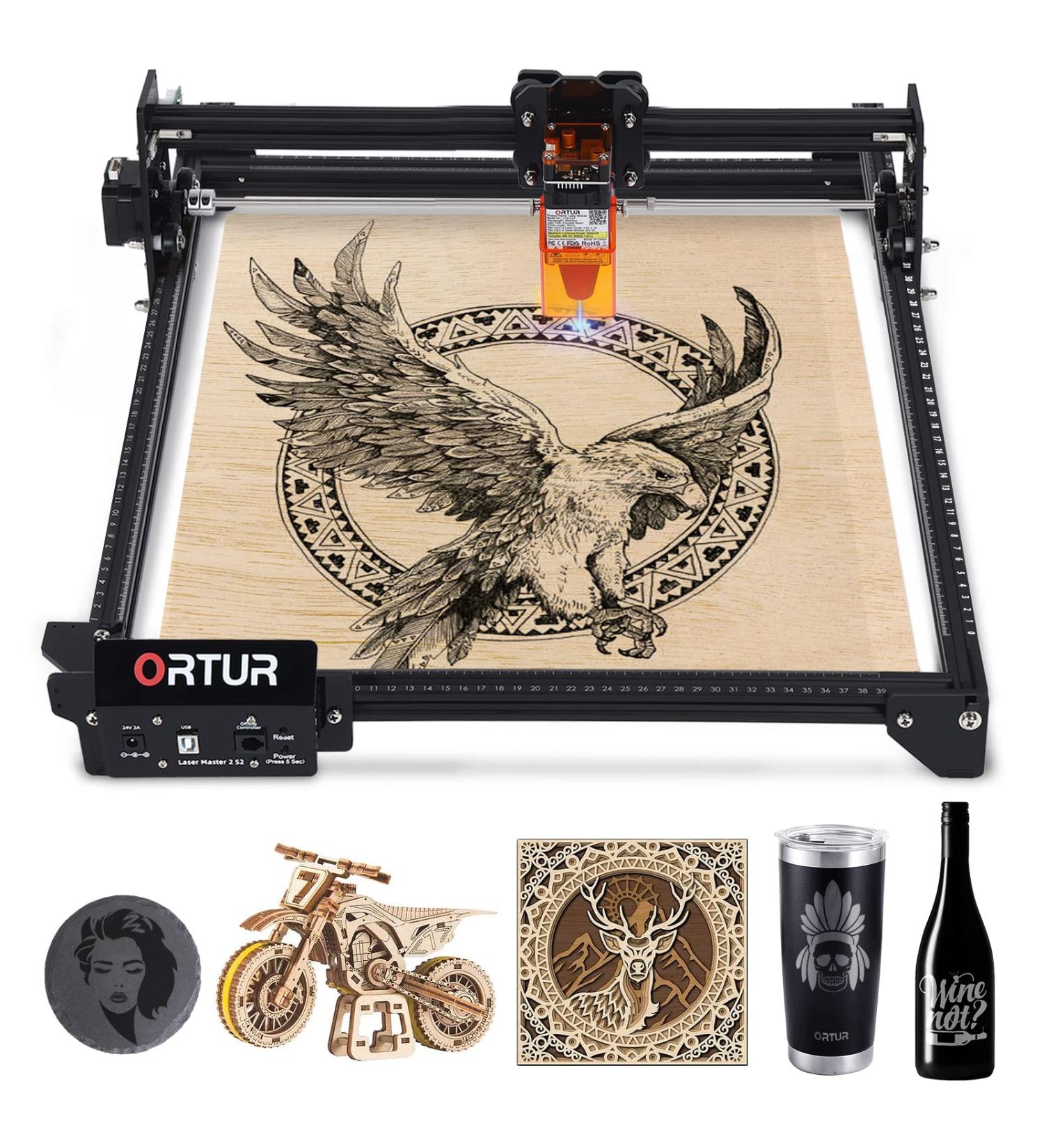 ORTUR Laser Engraver  Laser Master 2 S2 LF  20W Laser Engraving Cutting Machine  0.17*0.25mm Fixed-Focus Compressed Spot Eye Protection 5.5W Output Power Laser Cutter for DIY Metal  Wood (390x410mm) OLM2-S2-LF - Buy Online on GoSupps.com