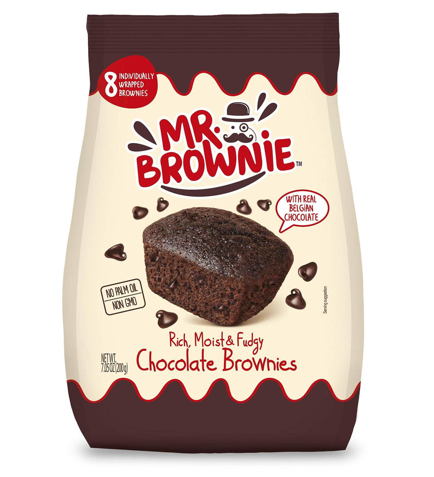 Mr. Brownie Chocolate Brownies | 8 Individually Wrapped Brownie Bites | Snack Packs for Kids & Adults | Real Belgian Chocolate Chocolate Brownies 8 Count (Pack of 1) - Buy Online on GoSupps.com