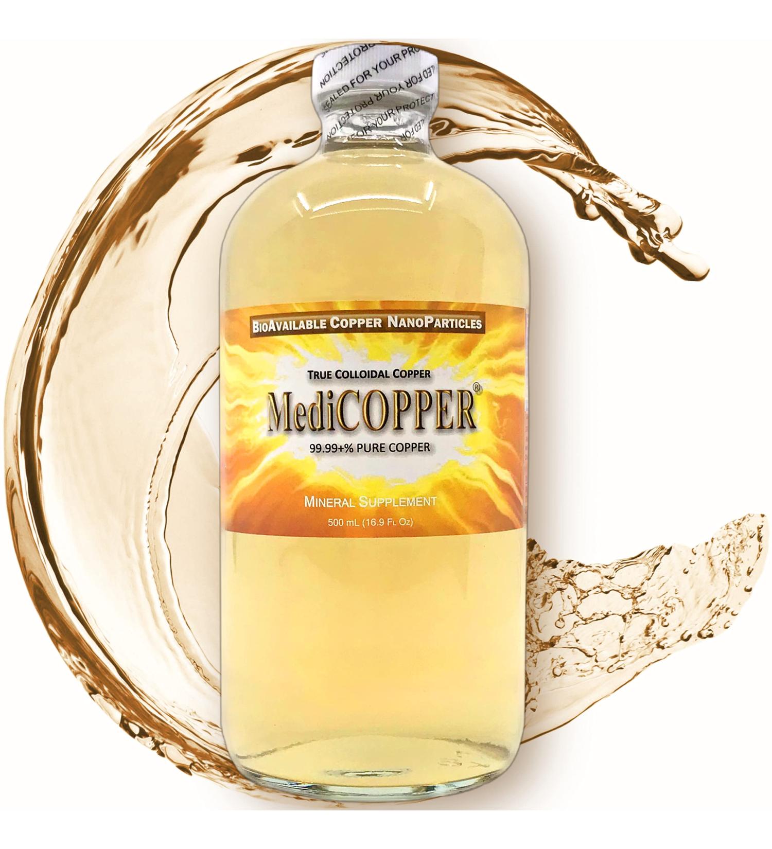 MediCOPPER True Colloidal Copper Dietary Supplement - 500 mL (16.9 fl oz) | Clear Glass Bottle - Buy Online on GoSupps.com