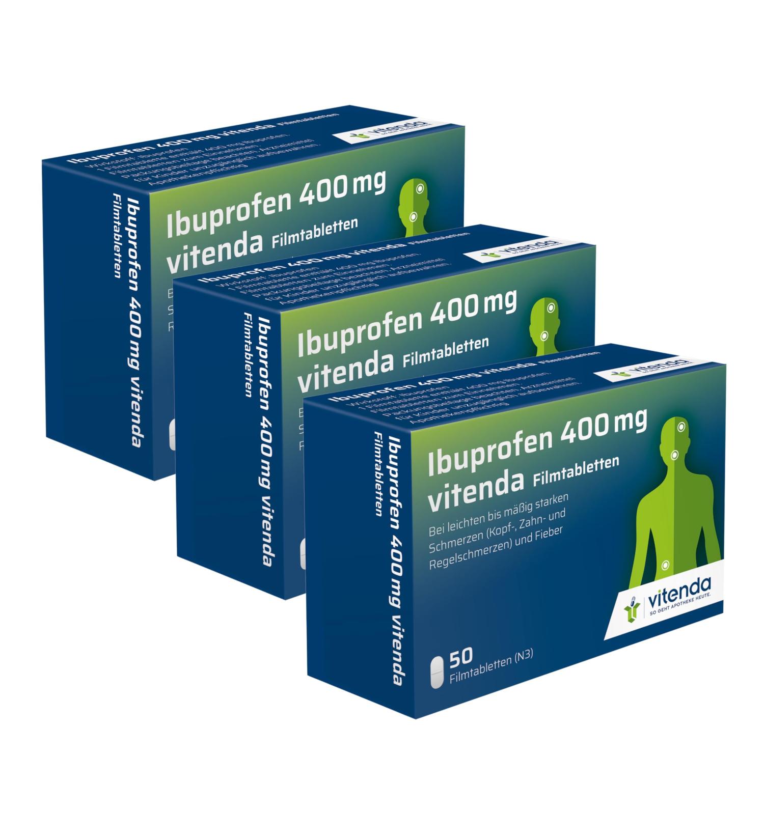 Buy Vitenda Ibuprofen 400mg - 150 Tablets (3x50pcs) for Effective Pain & Fever Relief | Fast International Shipping - Buy Online on GoSupps.com