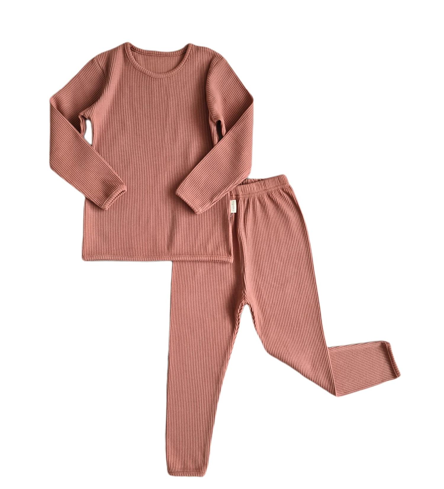 DreamBuy Ribbed Pyjama Set | 20 Colours | Unisex Boys and Girls | Baby, Women, Men | 6-12 Months | Leather Pink - Buy Online on GoSupps.com