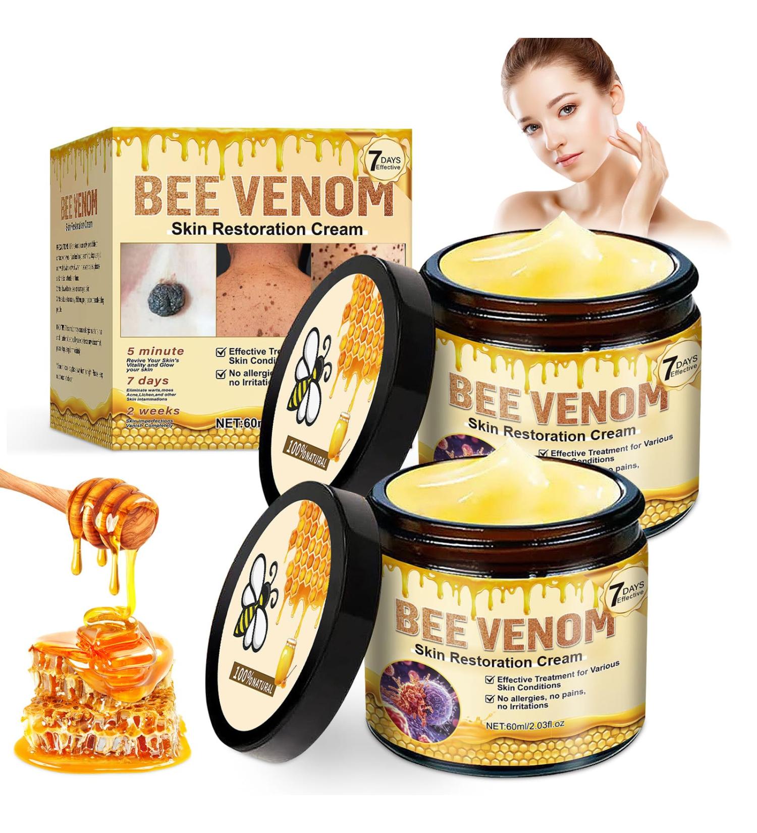 2PC Bee Venom Skin Treatment Cream Bee Venom Skin Restoration Cream Professional Anti-Wrinkle Firming Moisturising and Repairing for All Skin Typess - Buy Online on GoSupps.com