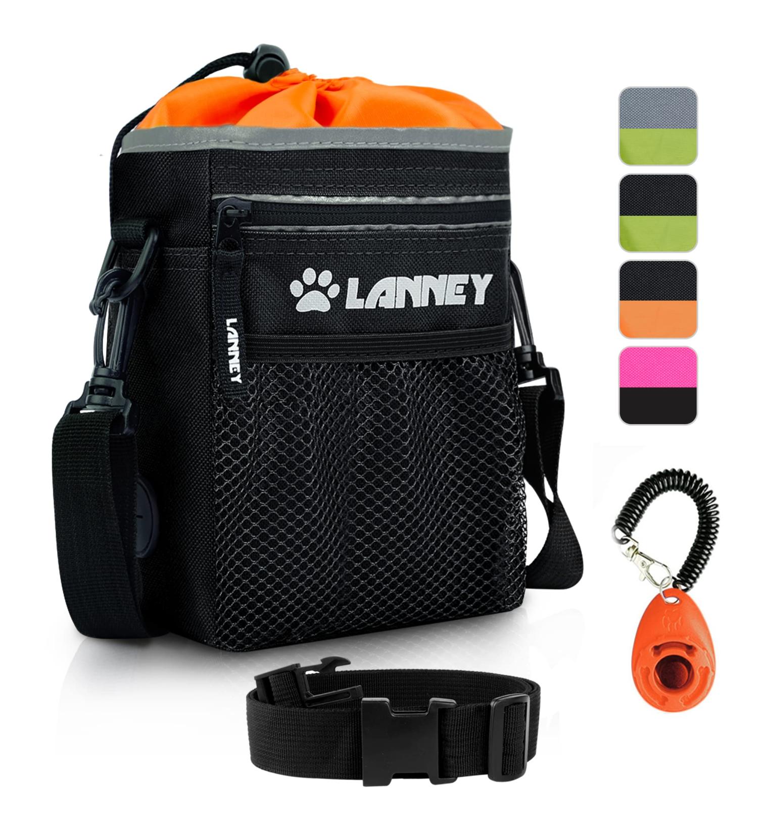 Dog Treat Pouch Pet Training Bag for Small to Large Dogs Treat Tote Carry Kibble Snacks Toys for Training Reward Walking Metal Clip Waist belt Shoulder Strap Poop Bag Dispenser Black with Orange Pouch(Black with Orange)+Clicker - Buy Online on GoSupps.com