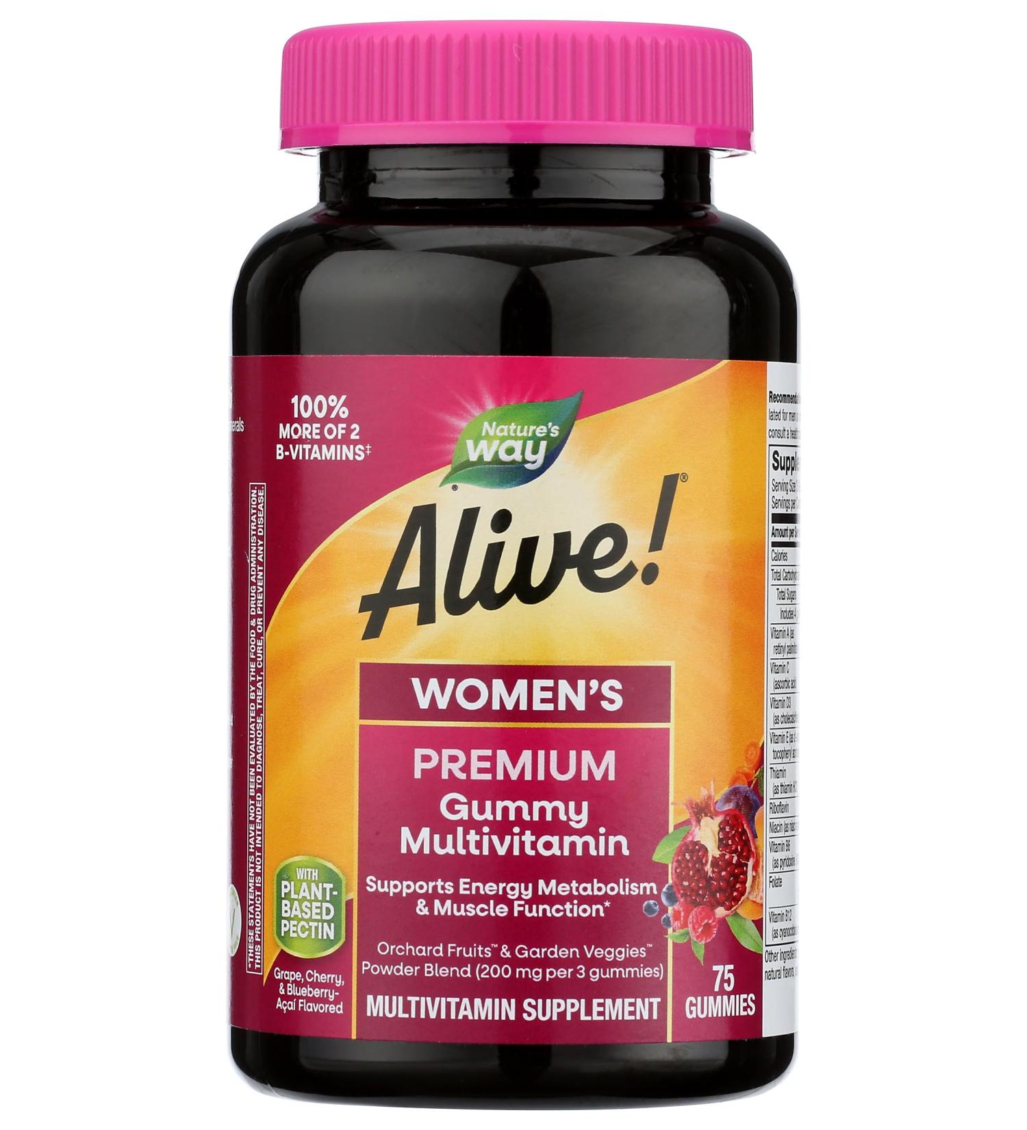 Nature's Way Alive!a Womenas Premium Gummy Multivitamin Fruit and Veggie Blend 75 Gummies - Buy Online on GoSupps.com