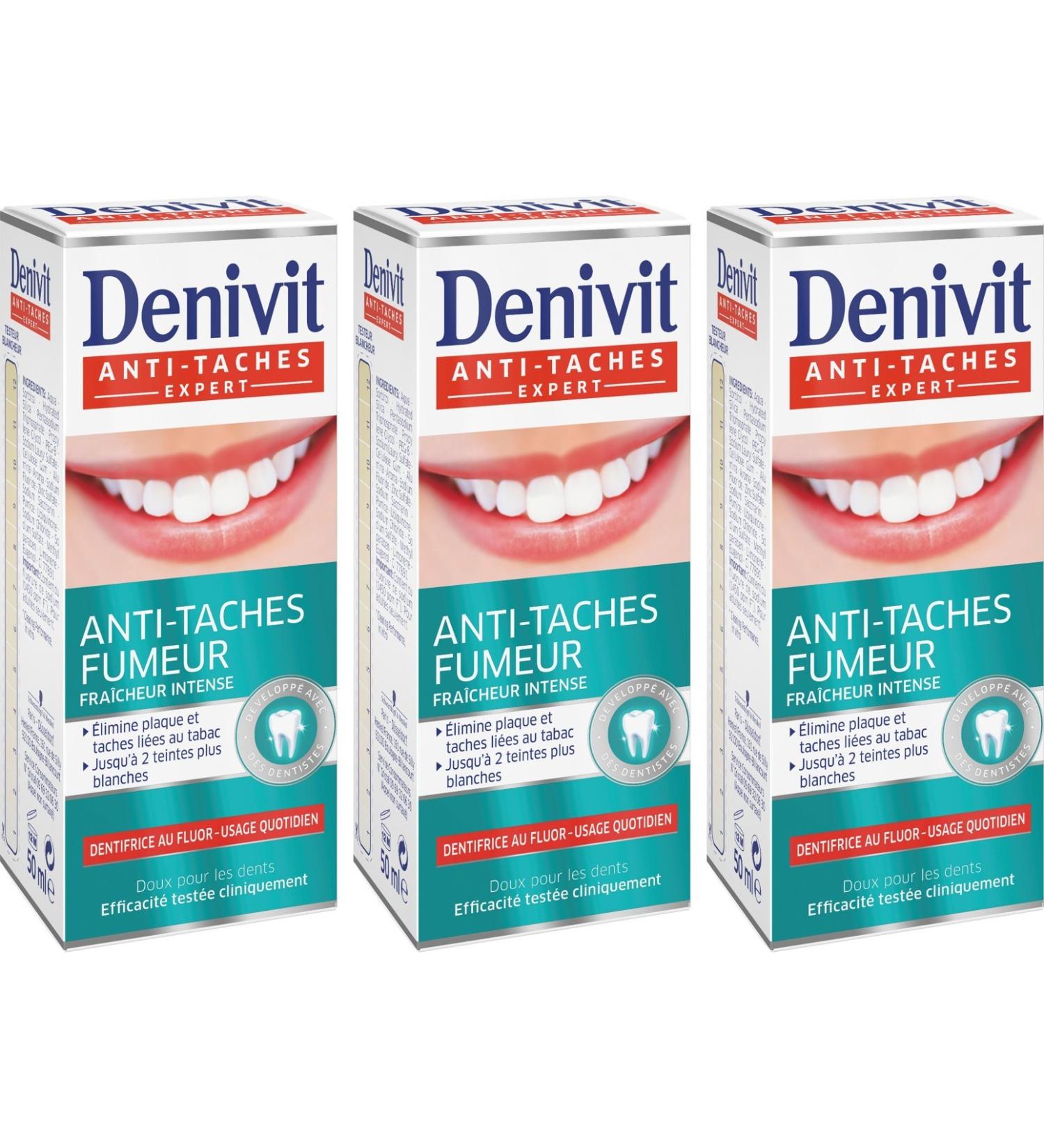 Denivit - Toothpaste - Anti-stain smoker - intense freshness - Tube 50 ml - 3 pieces