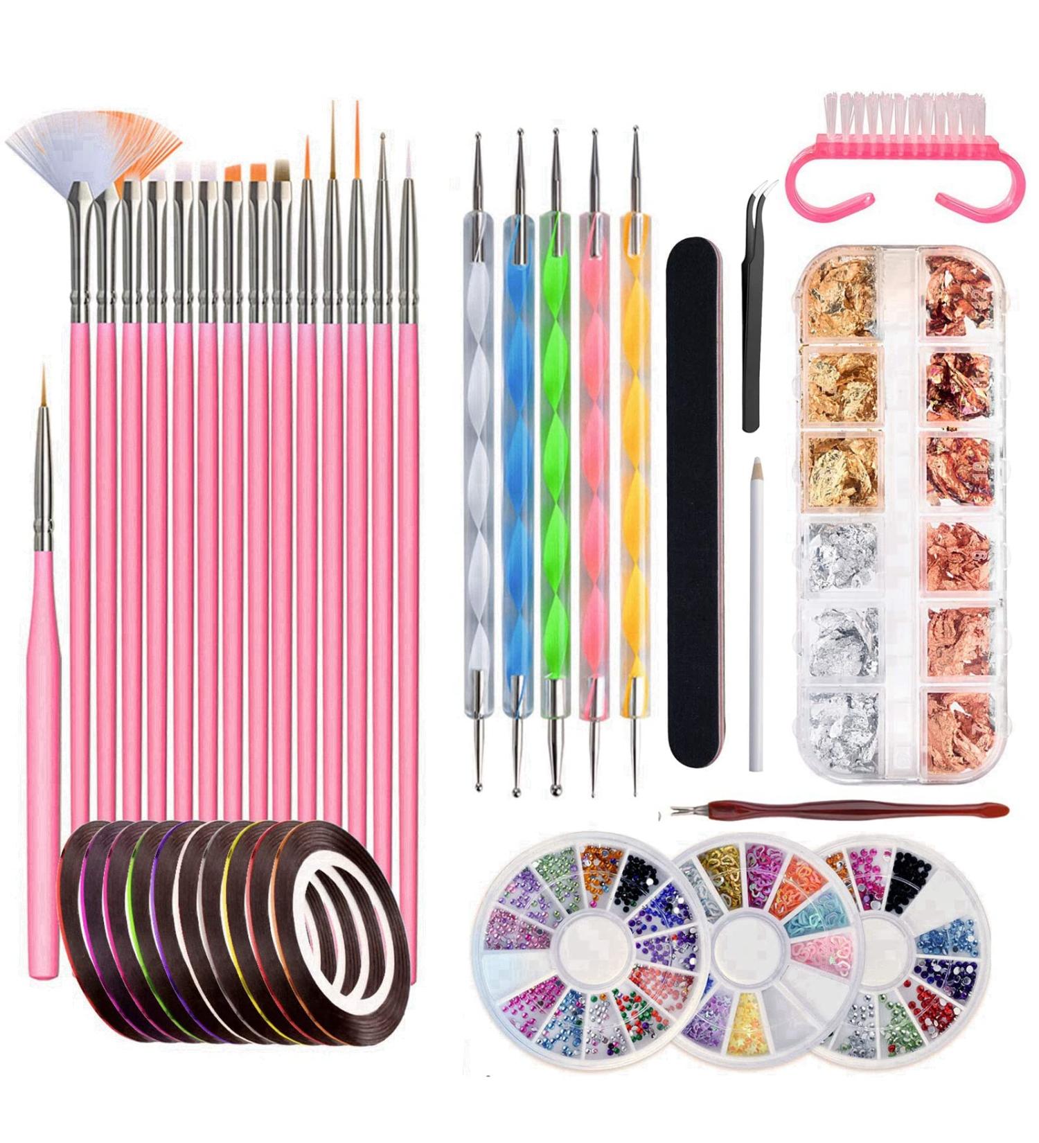Nail Art Brush Set - 15 Brushes 5 Dotting Pens & Accessories for Gel Nails | UngHie International Shipping - Buy Online on GoSupps.com