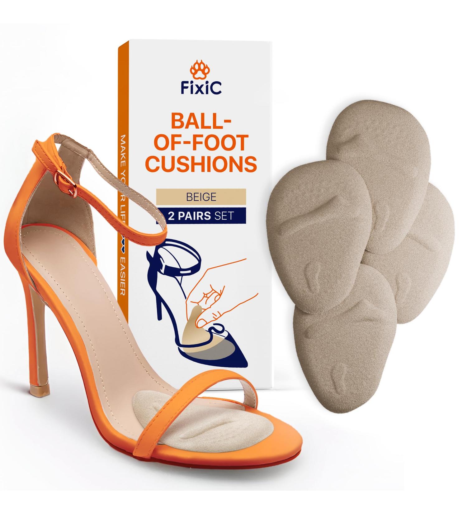 Fixic Ball of Foot Cushions for Women - 2 Pairs Metatarsal Pads for High Heel Comfort & Pain Relief - Beige Heel Inserts for All Shoe Sizes - Buy Online on GoSupps.com