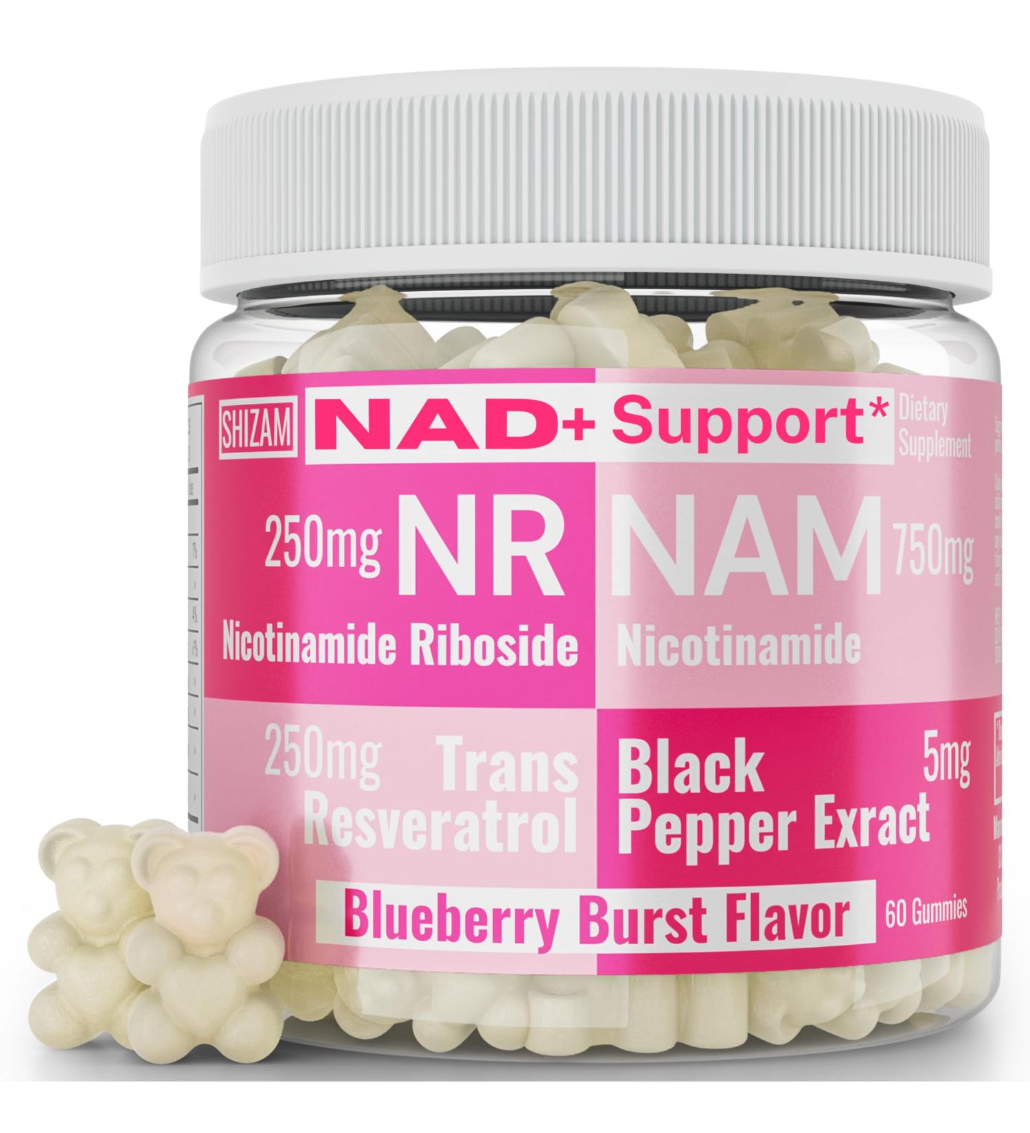 SHIZAM Nicotinamide Riboside NR NAM Resveratrol Gummies 1000mg NAD+ NAD + Plus Nrf2 Activator Booster w Pure Niacinamide Vitamins B3 Capsules Pills Powder Supplements Alt NDA Regenerator 500mg - Buy Online on GoSupps.com