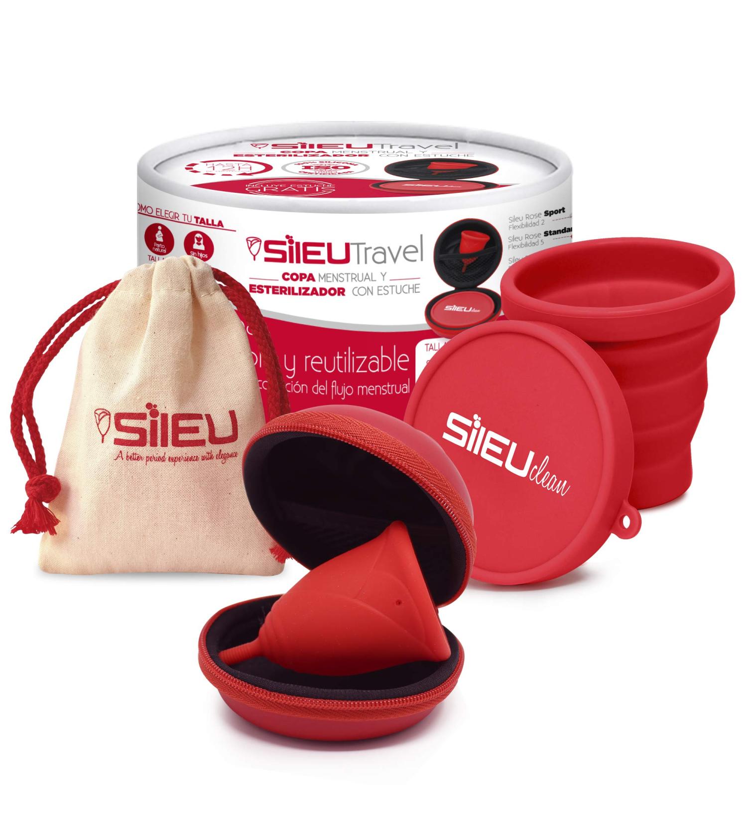 Pack Soneu Travel Menstrual Cup XS - Rose Red Flexible with Case & Sterilizer | Eco-Friendly Period Care - Buy Online on GoSupps.com