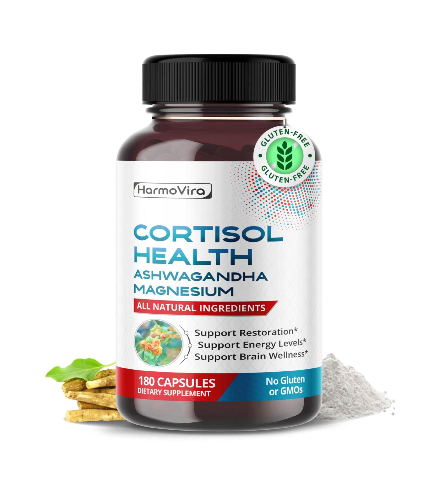 CORTISOL Health - Ashwagandha Magnesium Rhodiola St. John's Wort - Support Restoration Energy Levels Brain Wellness 180-day Supply 60 count (pack of 2) - Buy Online on GoSupps.com