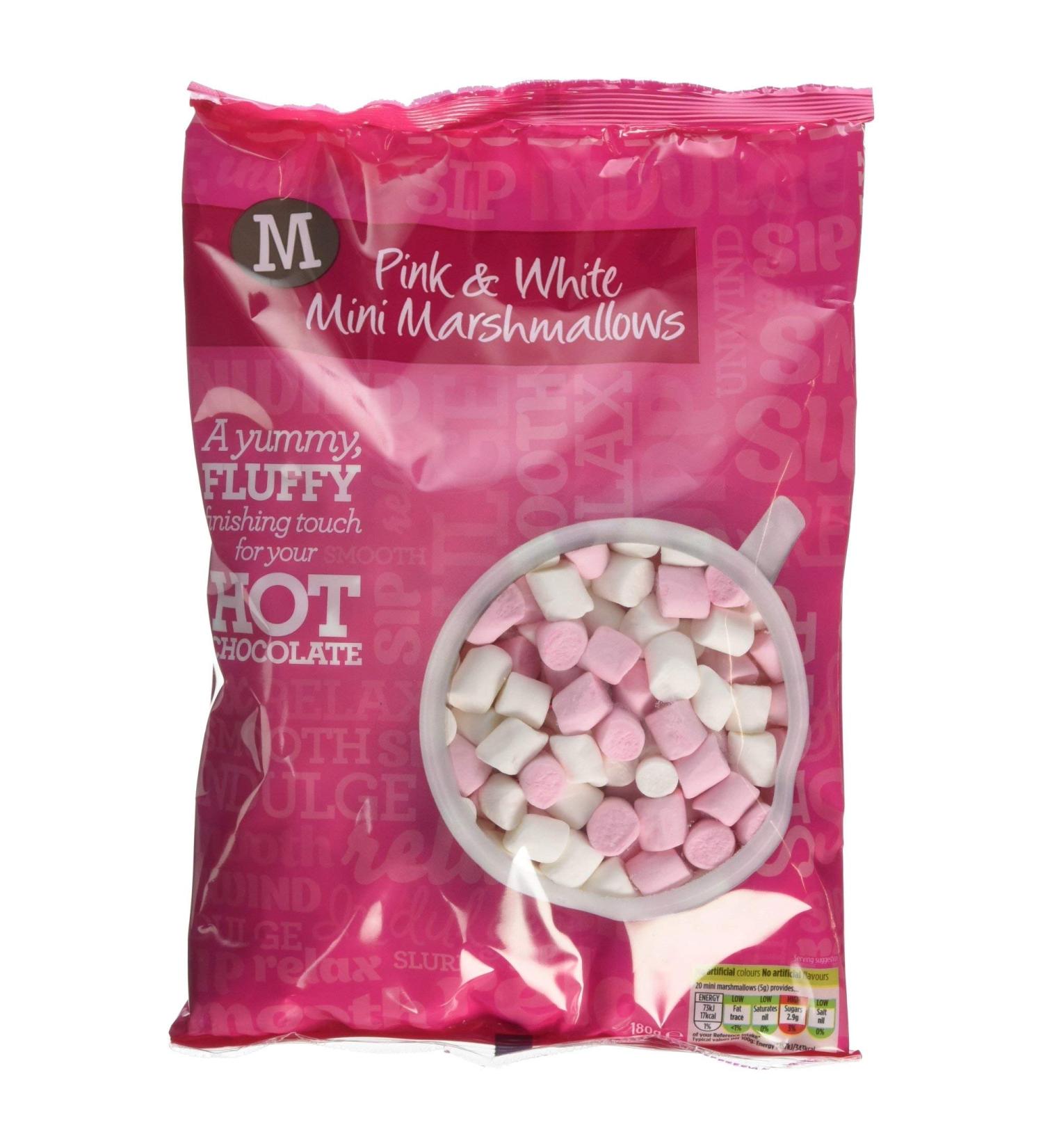 Morrisons Pink & White Mini Marsh Mallows 180g - Buy Online on GoSupps.com