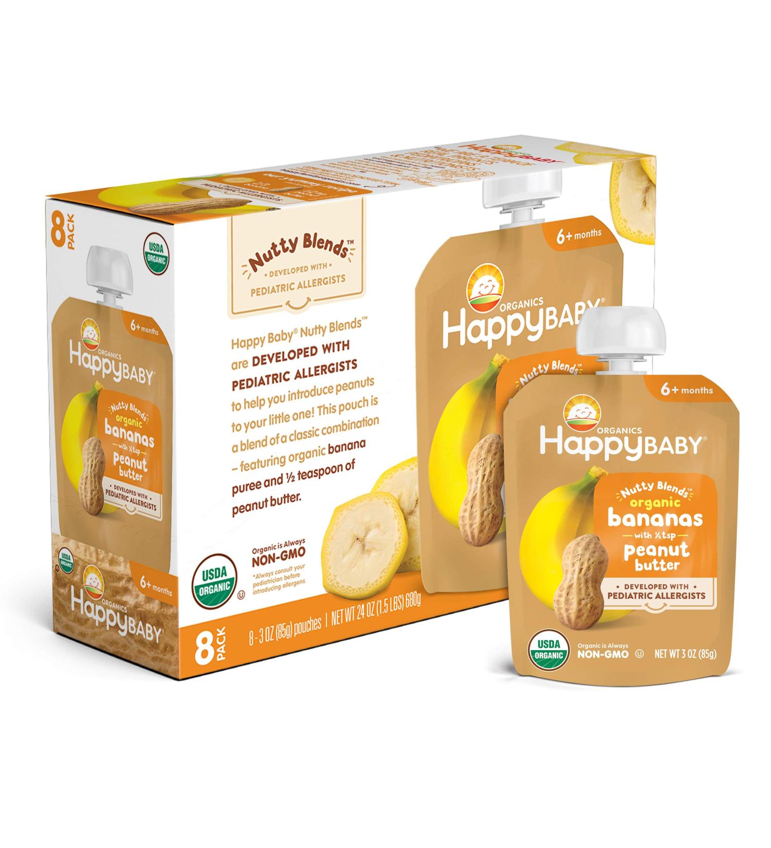 Happy Family Organics Baby Nutty Blends - Organic Banana & Peanut Butter 6+ Months, 3 oz - Buy Online on GoSupps.com