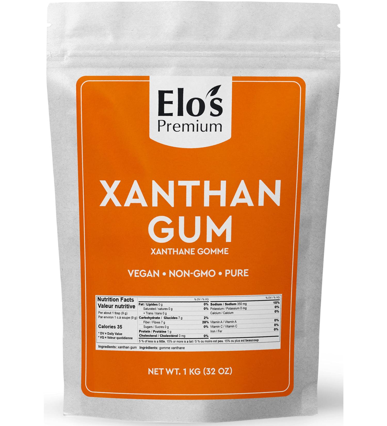 Xanthan Gum (1kg/32oz/1000g) by Elo's Premium| Packaged In Canada| 100% All-Natural Thickener Stabilizer Binding Agent| Non-GMO Organic Vegan Non-MSG & Keto| Food Grade Xanthan Gum Thickener for Soups Sauces Smoothies Shakes & more - Buy Online on GoSupps.com