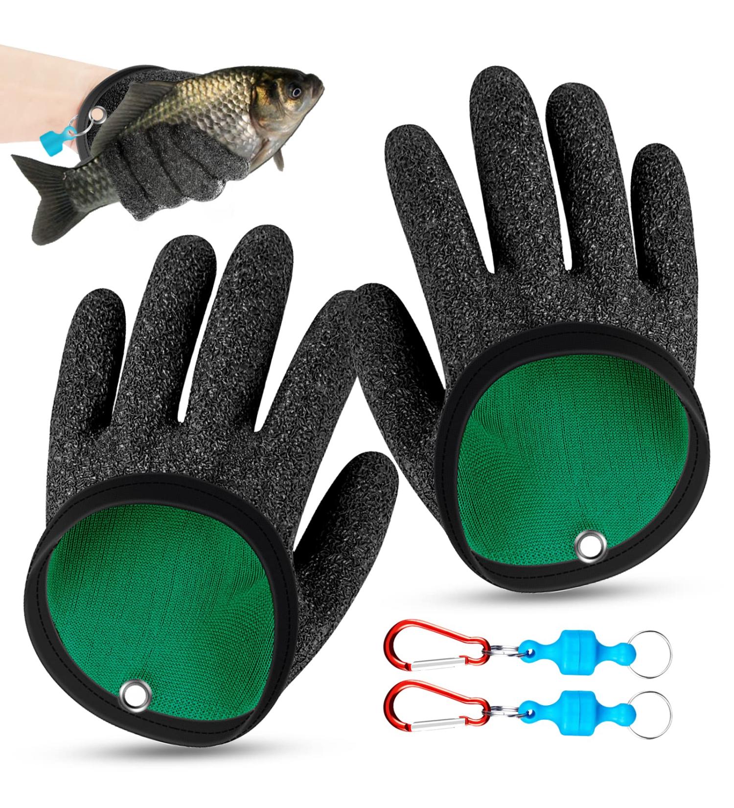 Wzyteu Waterproof Fishing Gloves - Safe Handling for Pike Catfish and More | 1 Pair with Magnetic Buckles - Buy Online on GoSupps.com