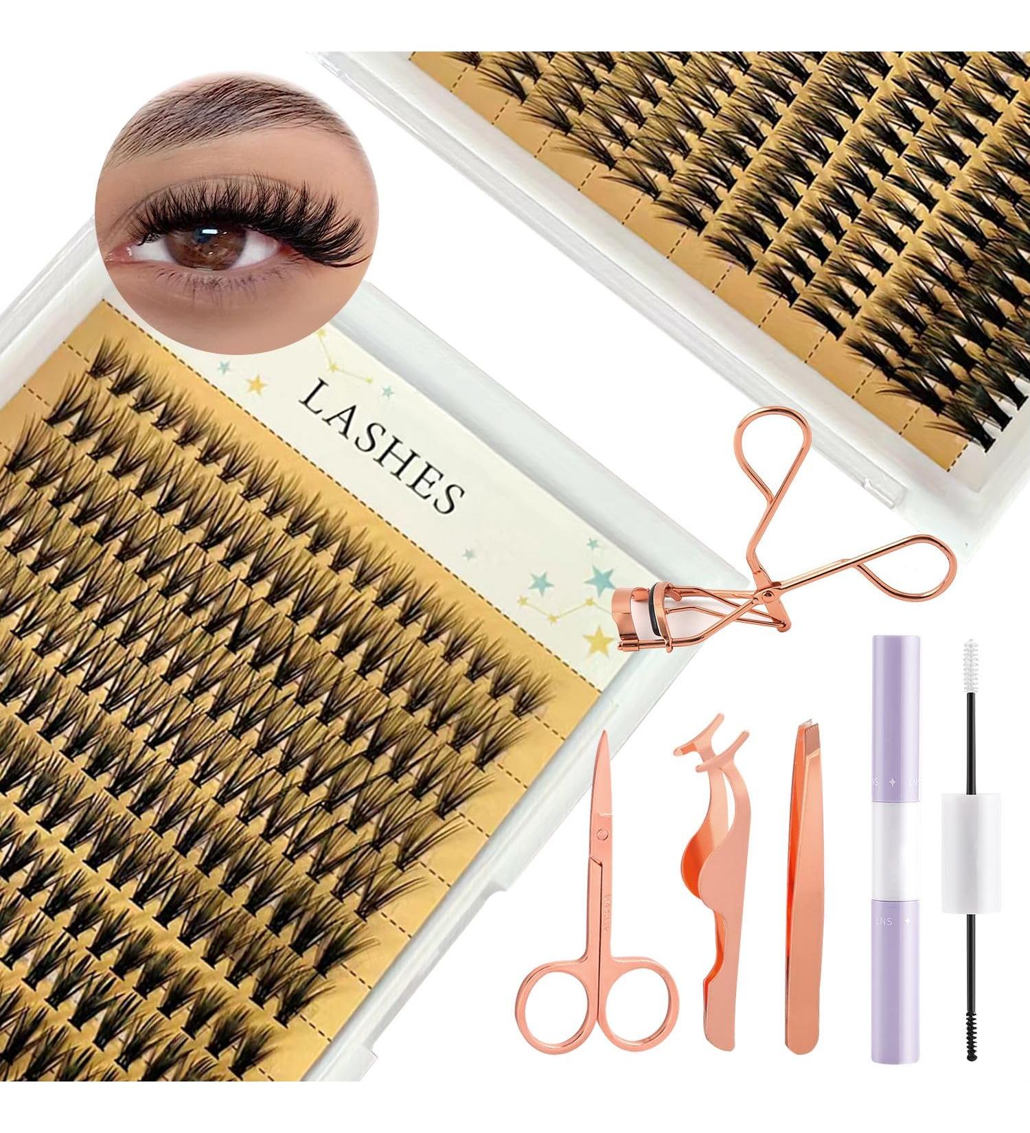 240 Pcs Cluster Lashes Kit - Eyelash Glue DIY Extensions Super Hold Curlers (Rose Gold) | International Shipping - Buy Online on GoSupps.com