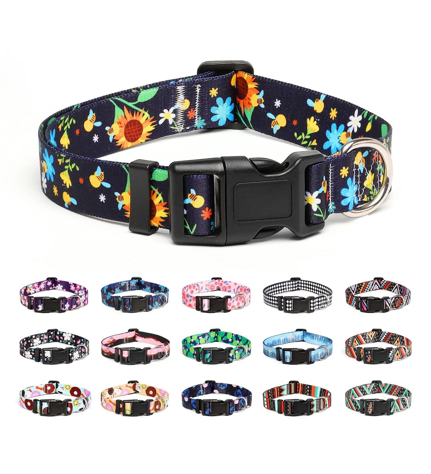 Mercano Adjustable Dog Collar - Soft Nylon Comfort & Stylish Sunflower Design for Small to Medium Dogs & Cats (Large) - Buy Online on GoSupps.com
