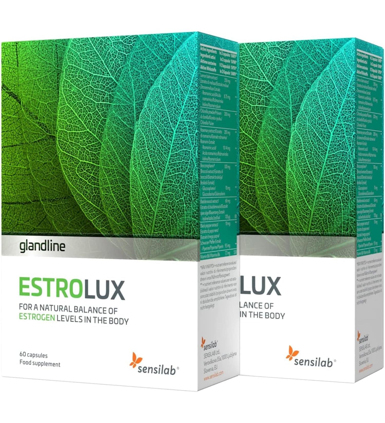 EstroLux Estrogen Tablets - Natural Blend with Chlorella, Vitamin B6, and Herbs - 120 Capsules by Sensilab - Buy Online on GoSupps.com