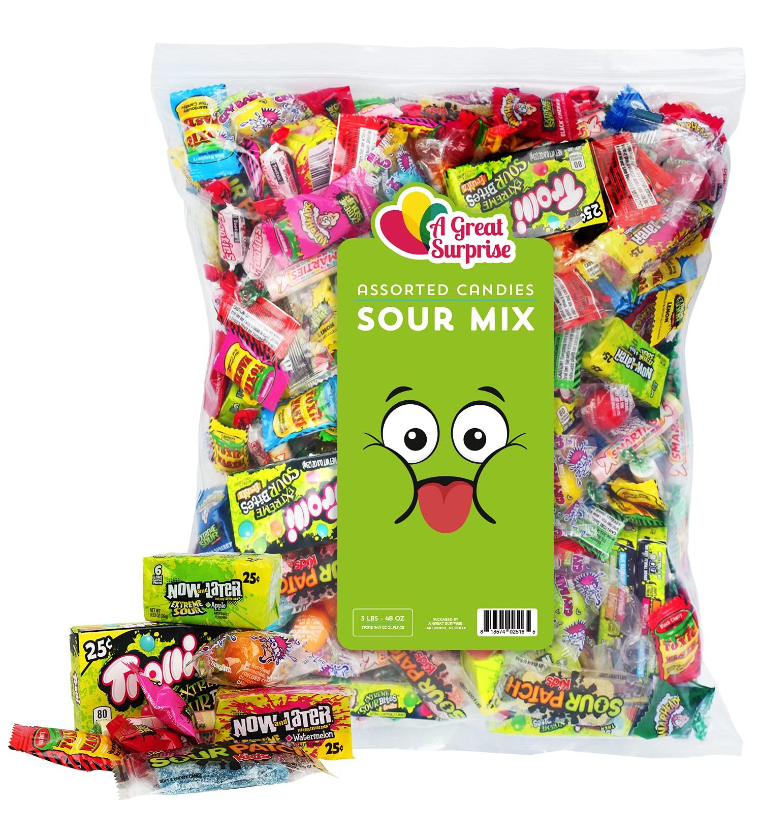 Sour Party Mix Candy Bulk - 3 LB - Warheads, Sour Patch, Cry Baby Gumballs & More! - Buy Online on GoSupps.com