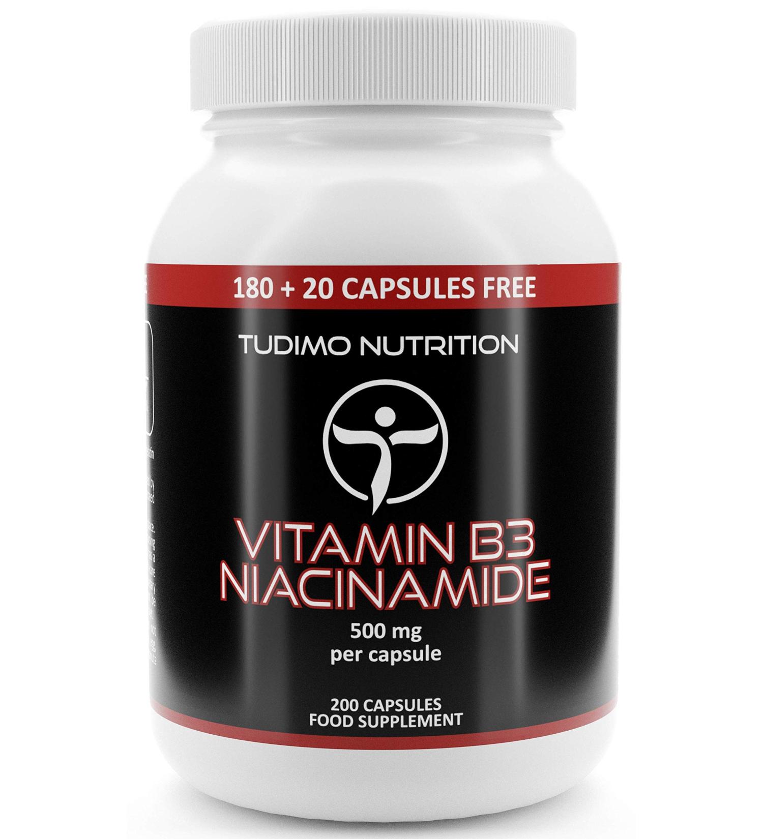 Vitamin B3 Flush-Free Capsules 500mg - 200 Pieces | High-Dose Niacinamide Tablets for Optimal Health | 6+ Month Supply - Buy Online on GoSupps.com