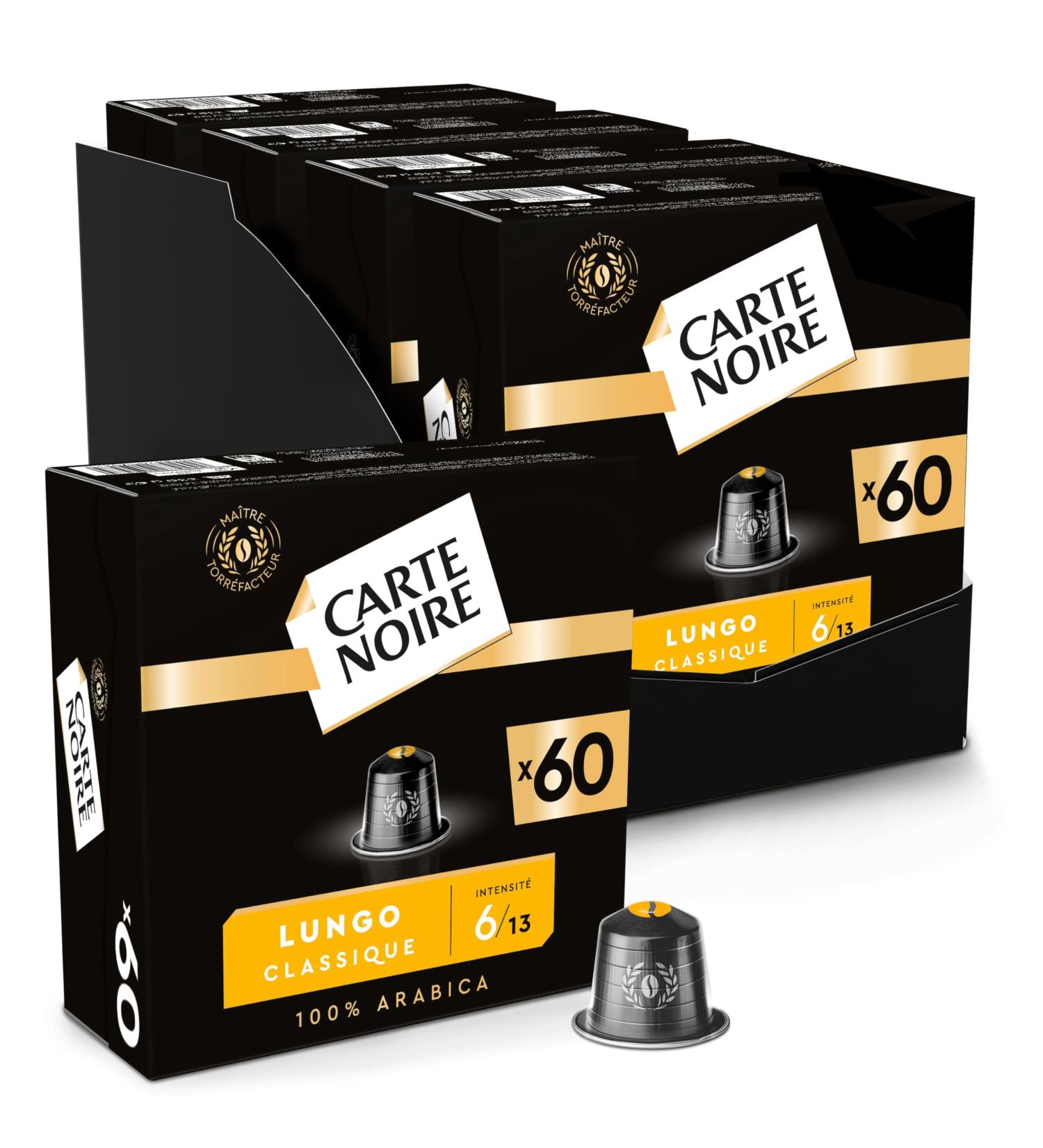 CARTE NOIRE - Espresso Lungo N 6 Coffee Capsules Compatible with Nespresso - Arabica Coffee - Pack of 4 x 60 Aluminum Capsules - - Buy Online on GoSupps.com