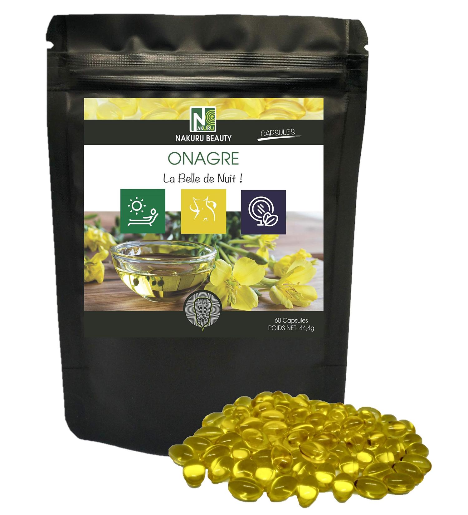 NAKURU | Evening Primrose | 60 Capsules of 740mg | Beauty Range | Made in France | "La Belle de Nuit!" - Buy Online on GoSupps.com