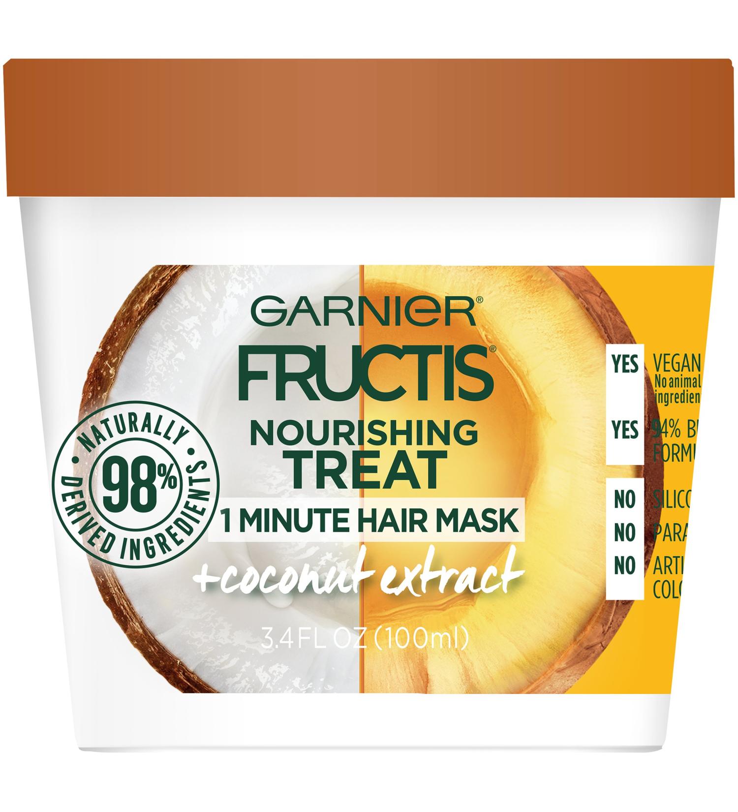 Garnier Fructis Nourishing Treat 1 Minute Hair Mask with Coconut Extract - 3.4 fl oz - Buy Online on GoSupps.com