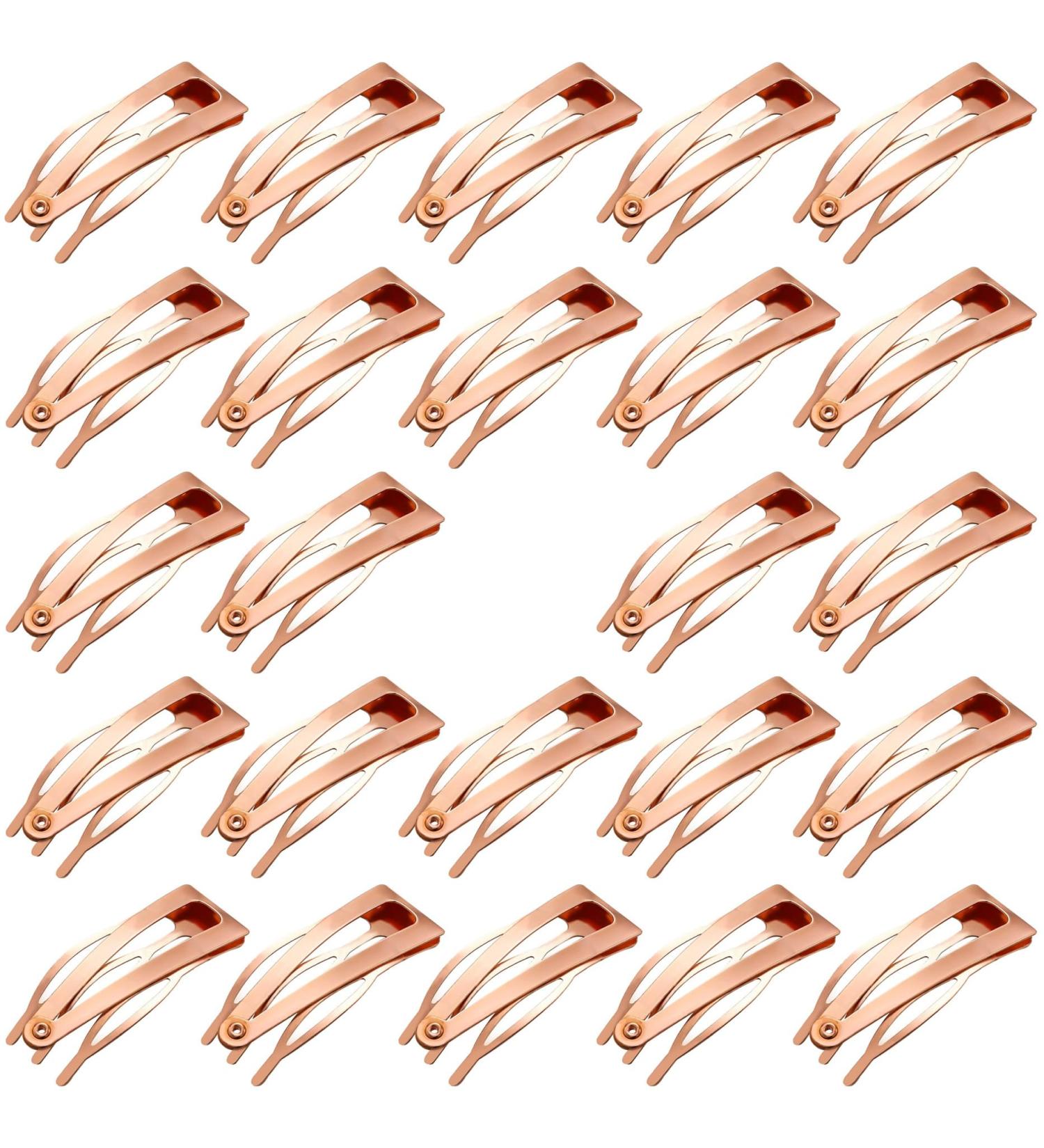 DAZISEN 24 Pieces Snap Hair Clips Women'S Anti-Slip Styling Accessories Hairpins For Hairdressing Salon Supplies Rose Gold - Buy Online on GoSupps.com