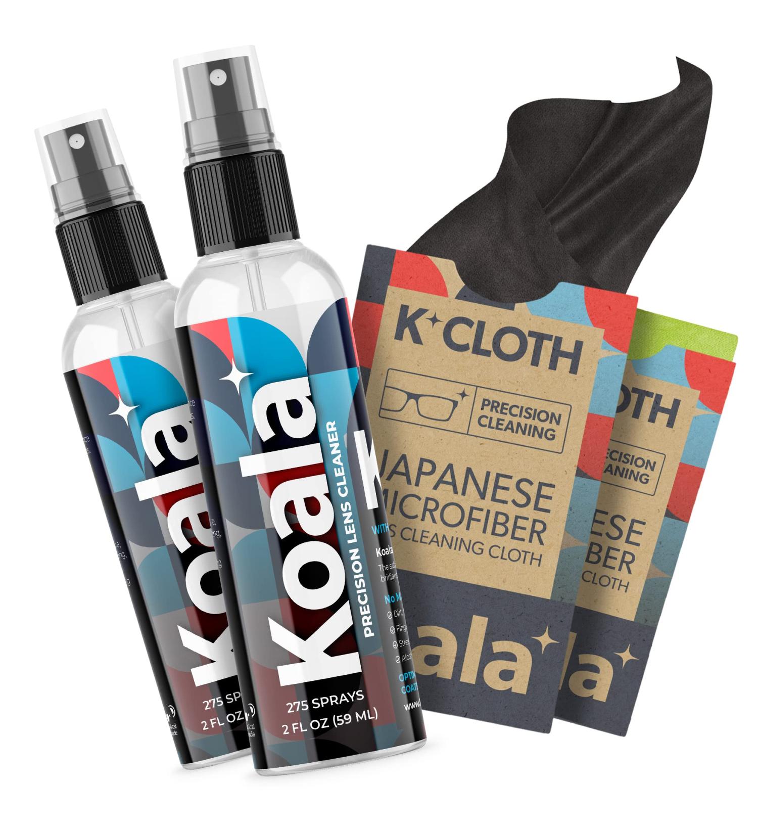 Koala Eyeglass Lens Cleaner Spray Kit - American Made | 2oz + Cloth | Streak-Free & Alcohol-Free | Safe for All Lenses (Pack of 2) - Buy Online on GoSupps.com